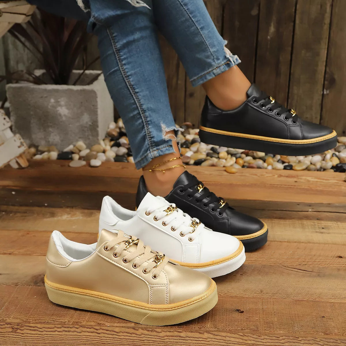 Round Toe Platform Sneakers