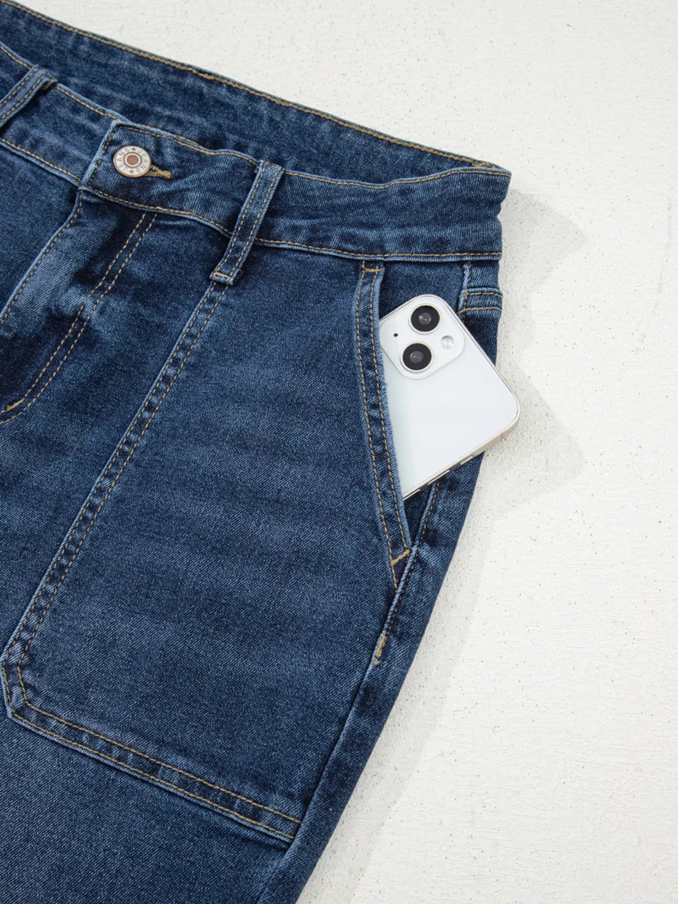 Cropped High Rise Wide Leg Jeans