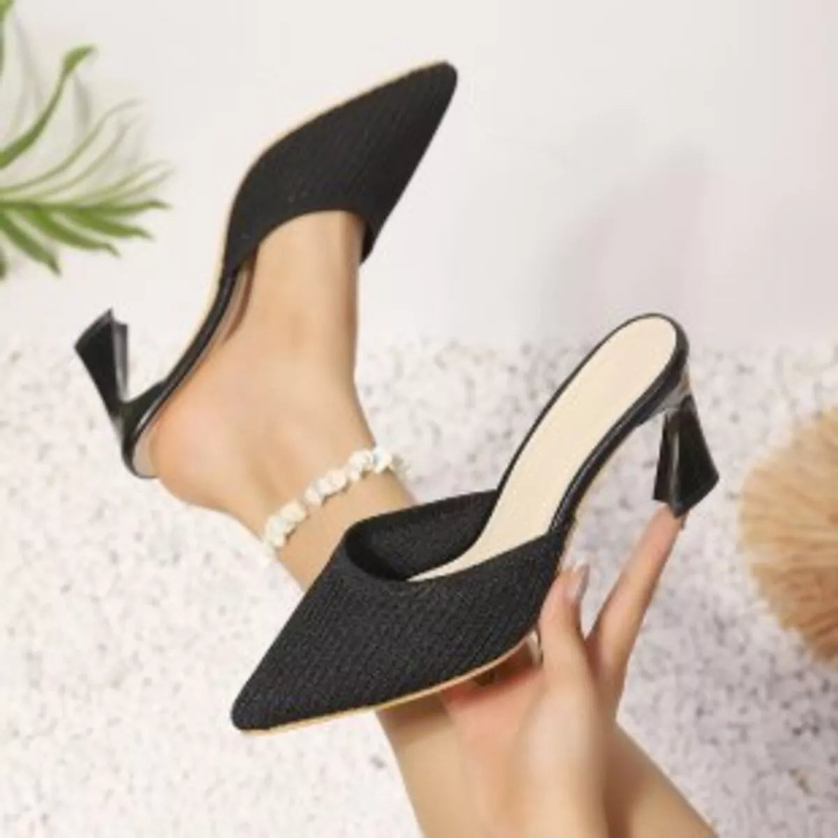 Point Toe Flare Heels Sandals