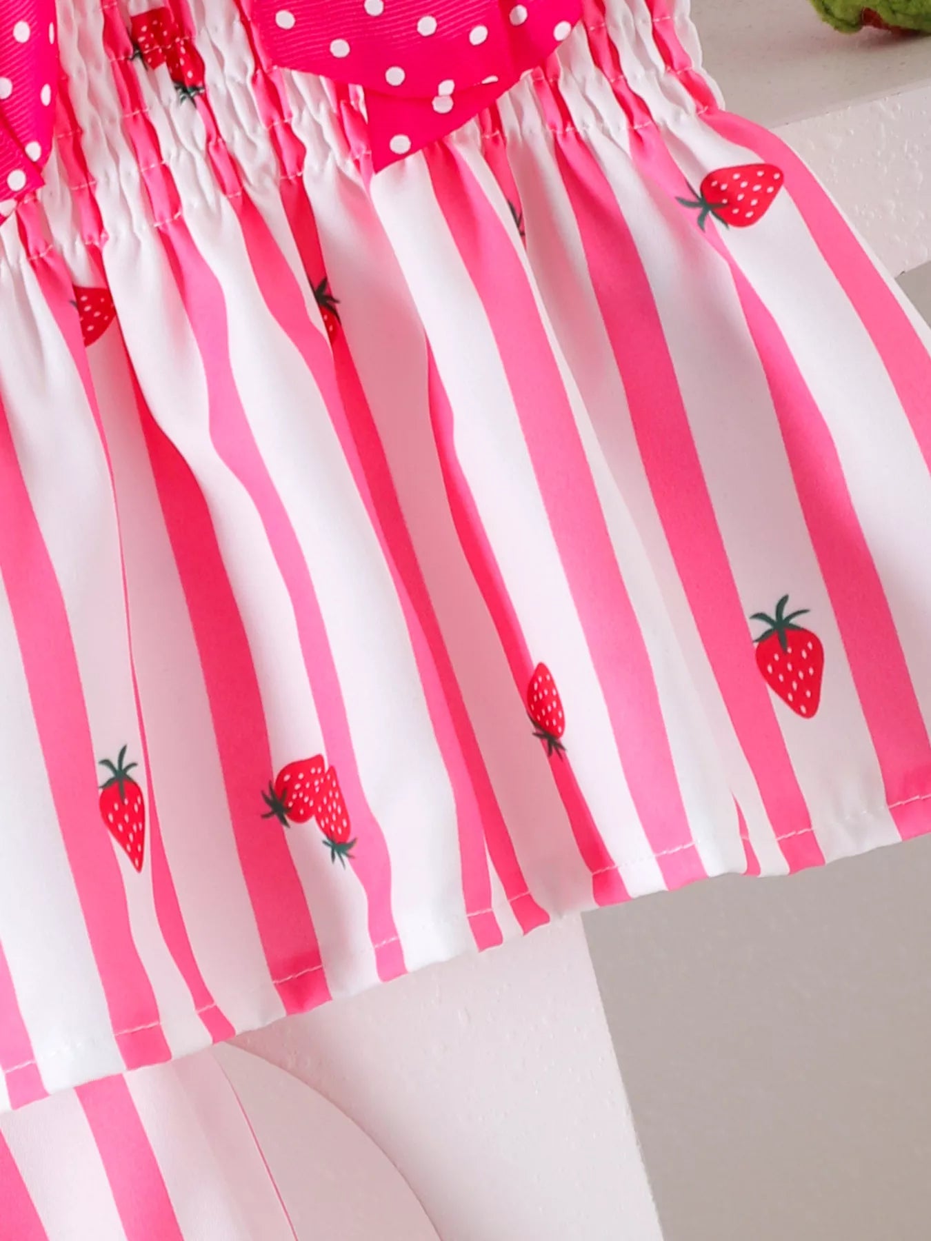Children's Bow Ruffled Striped Top and Shorts Set