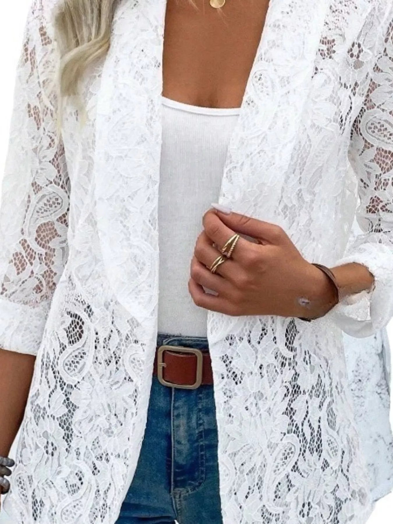 Lace Open-Front Outerwear