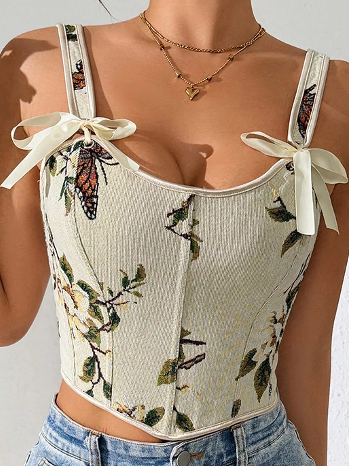 Floral Lace Up Back Tank