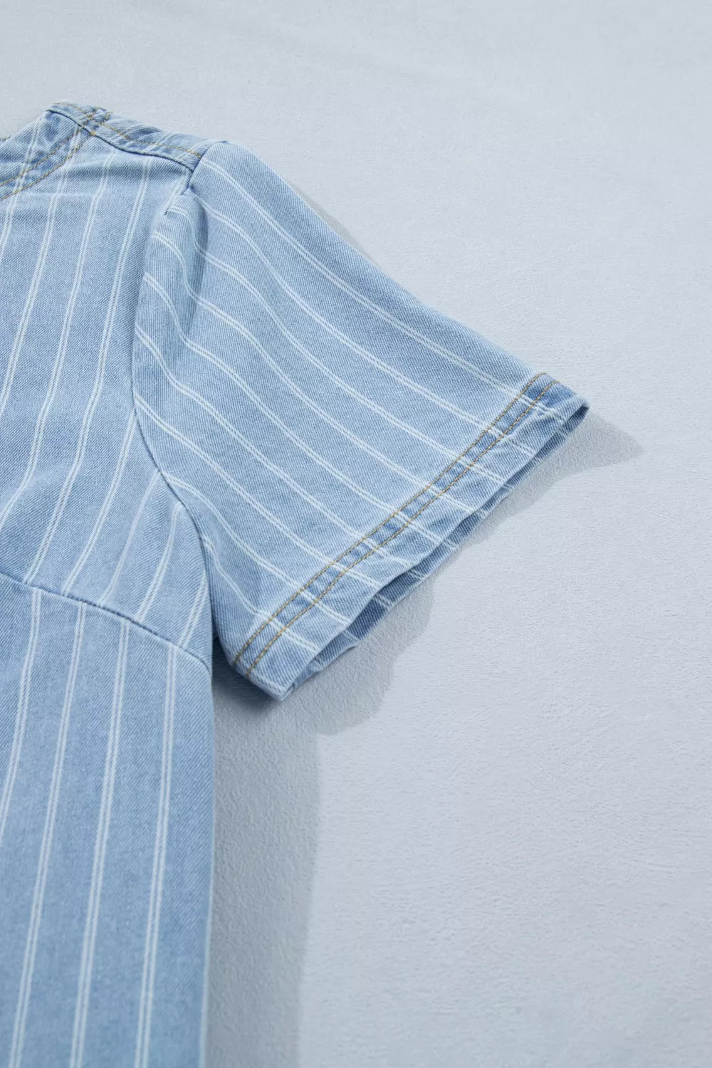 Stripe Buttoned Back T-Shirt Denim Mini Dress