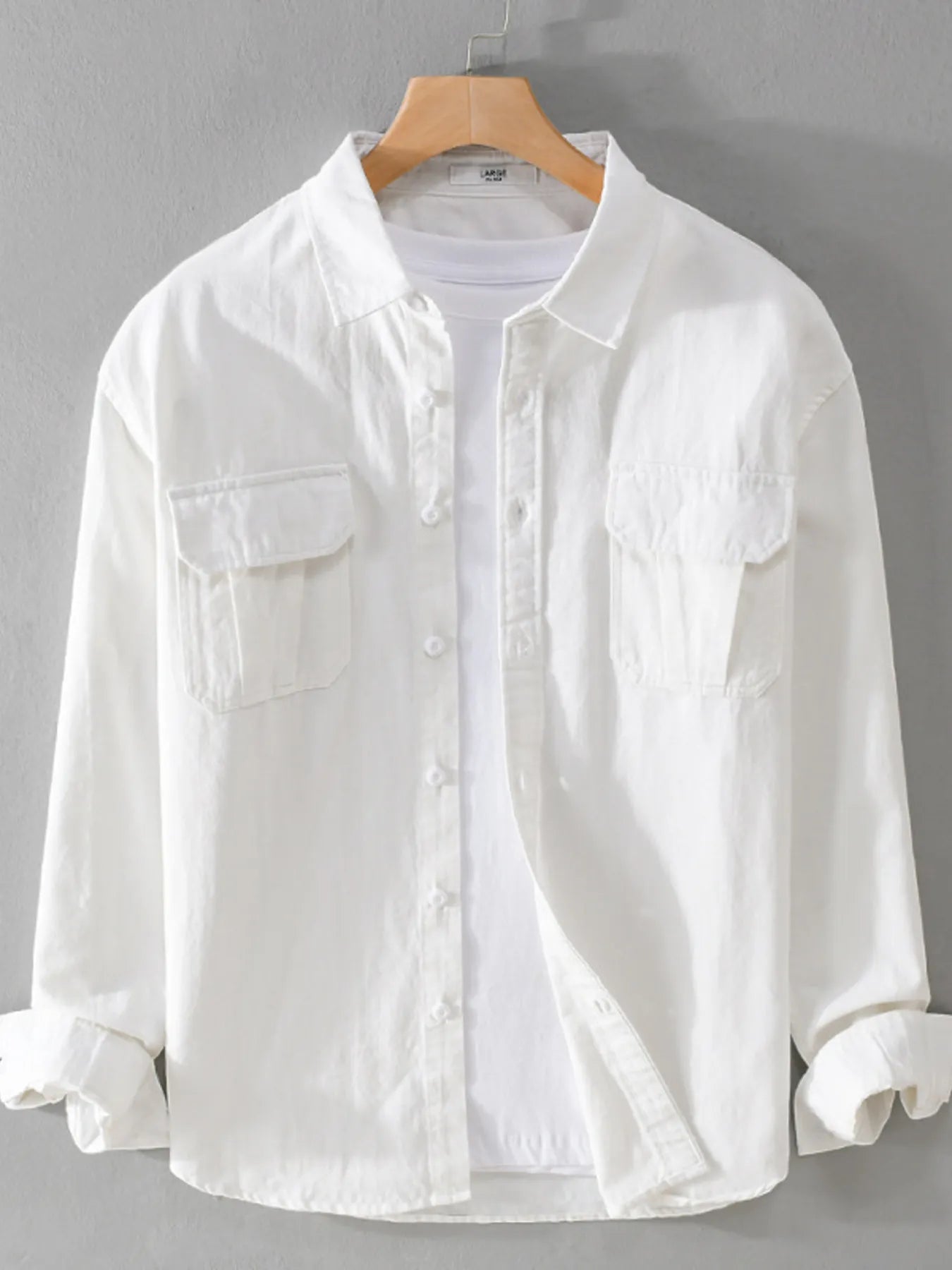 Men's Plus Size Button Down Shirt with Dual Chest Pockets