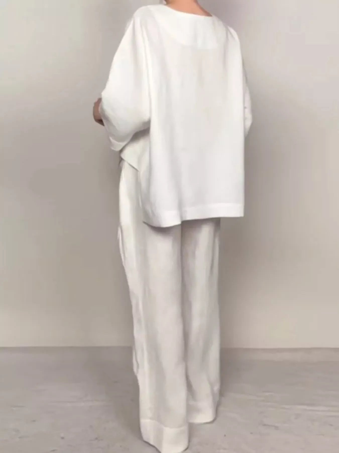 Full Size V-Neck Long Sleeve Top and Pants Set Plus Size