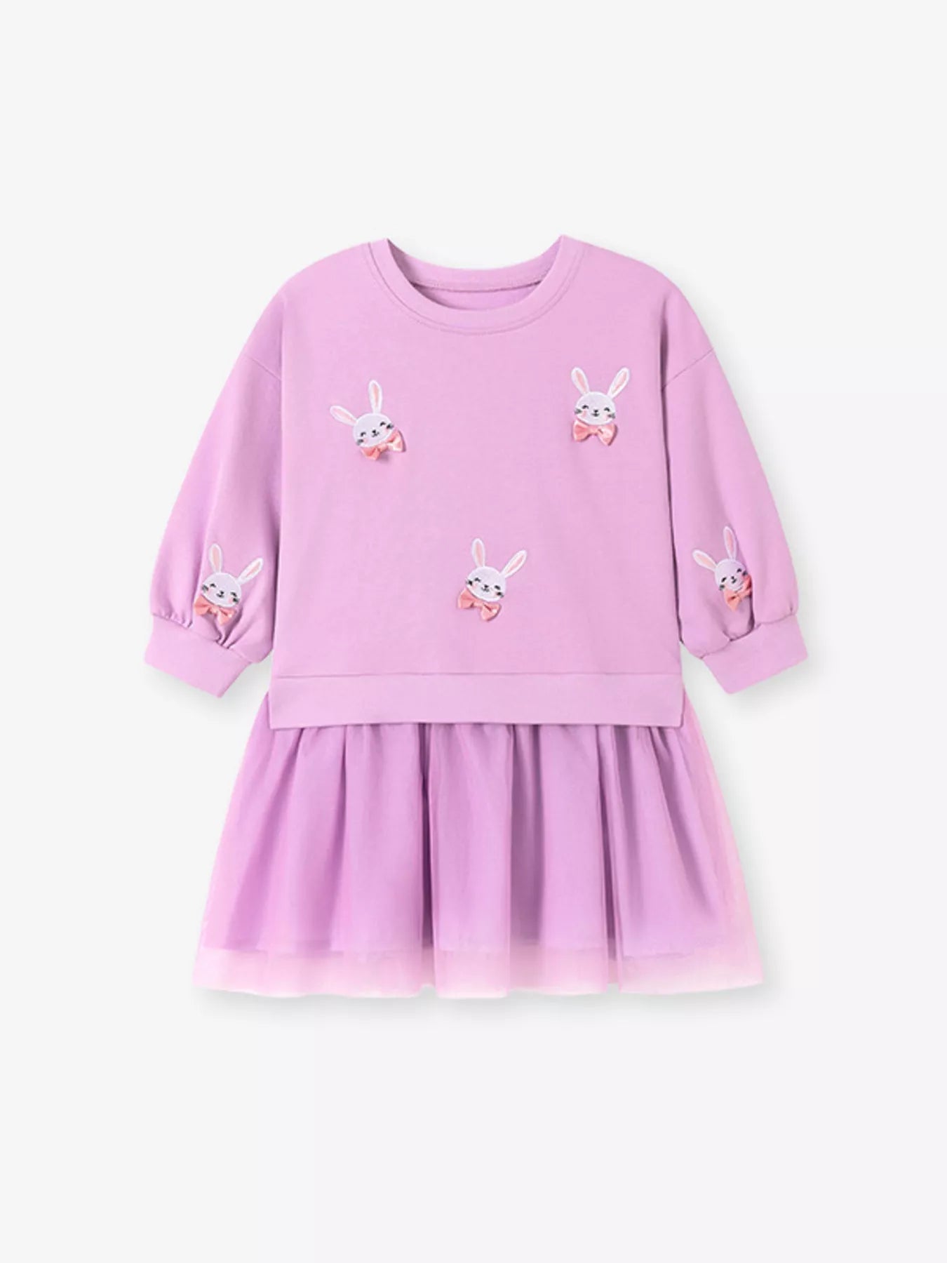 Children's Bunny Embroidered Sweatshirt Tulle Dress