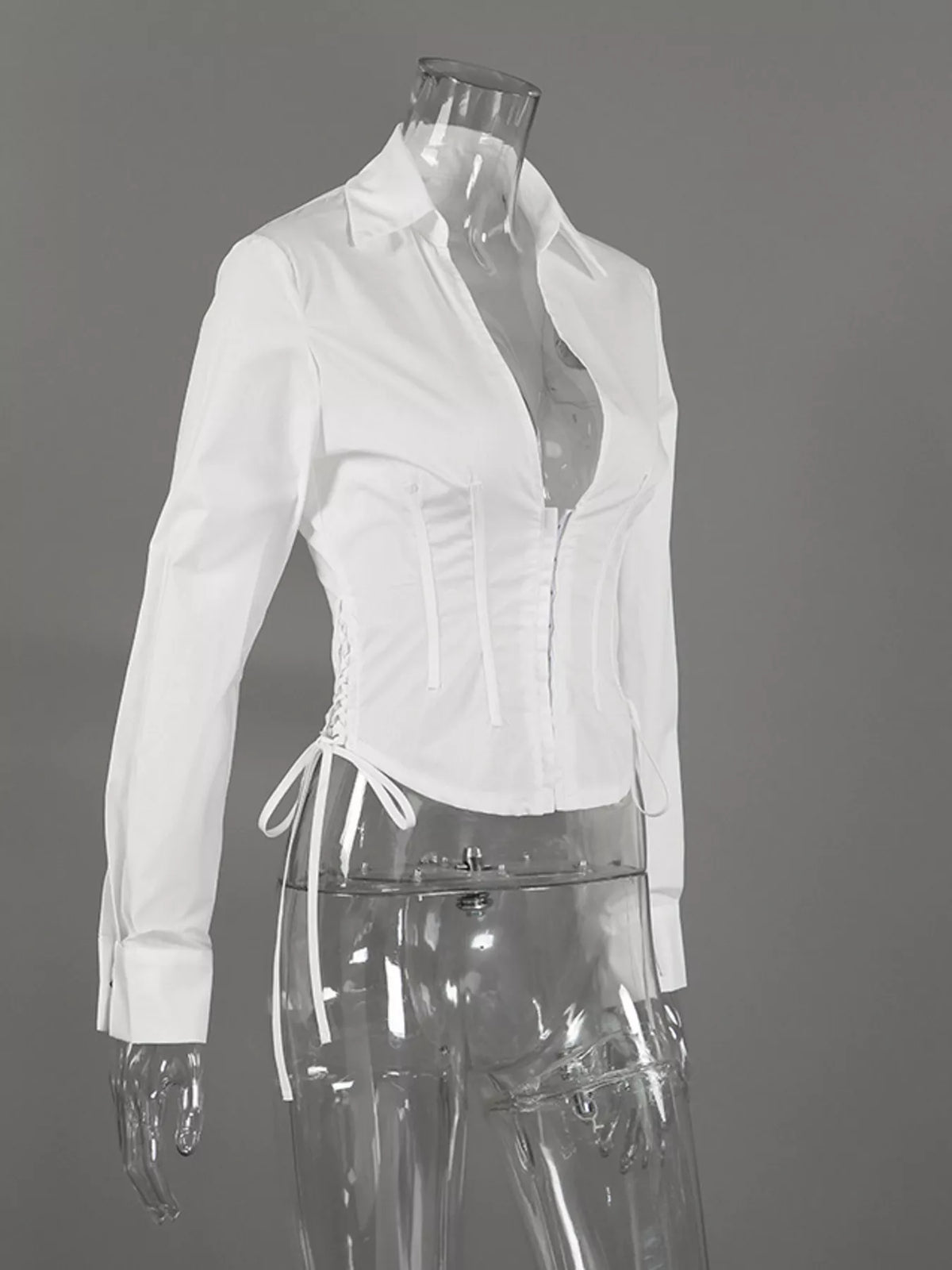 Corset-Style Blouse with Side Lace-Up Detail