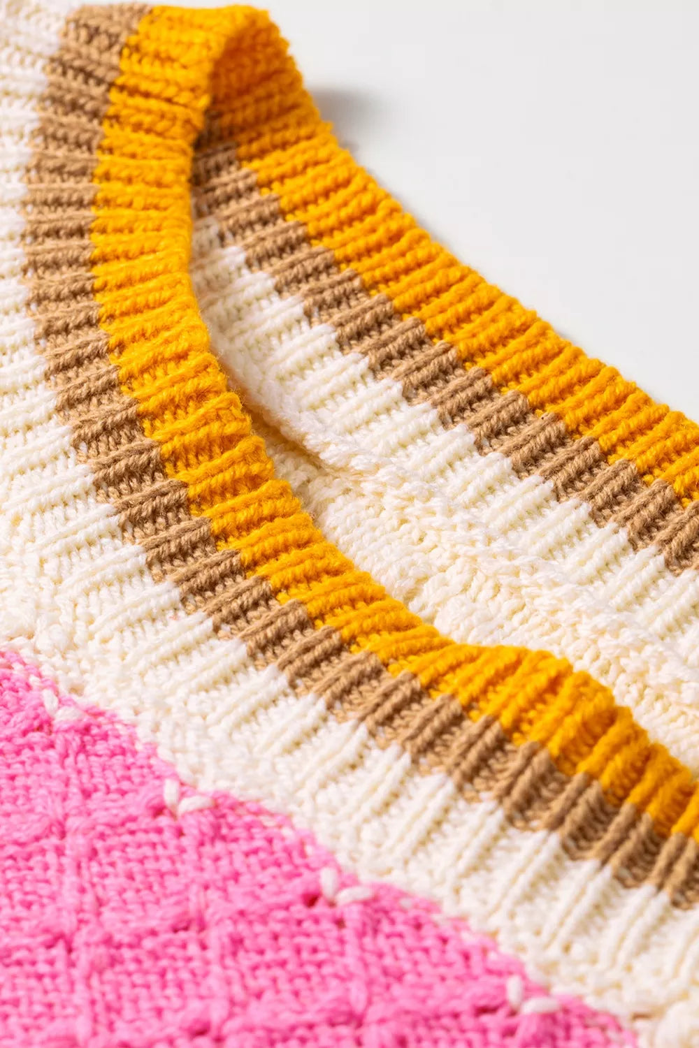 Stripe Striped Colorblock Texture Drop Shoulder Sweater