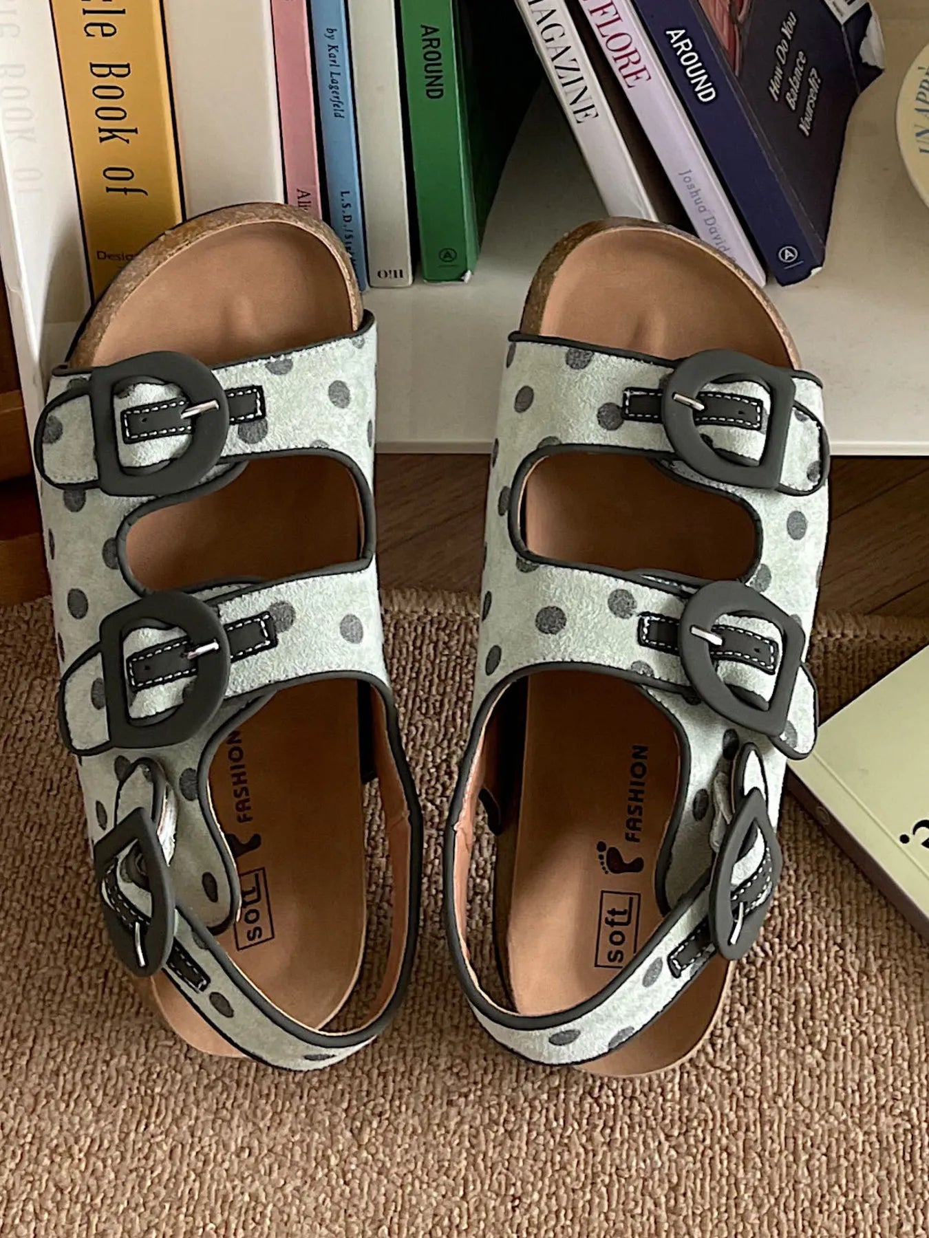 Polka Dot Double Buckle Platform Sandals