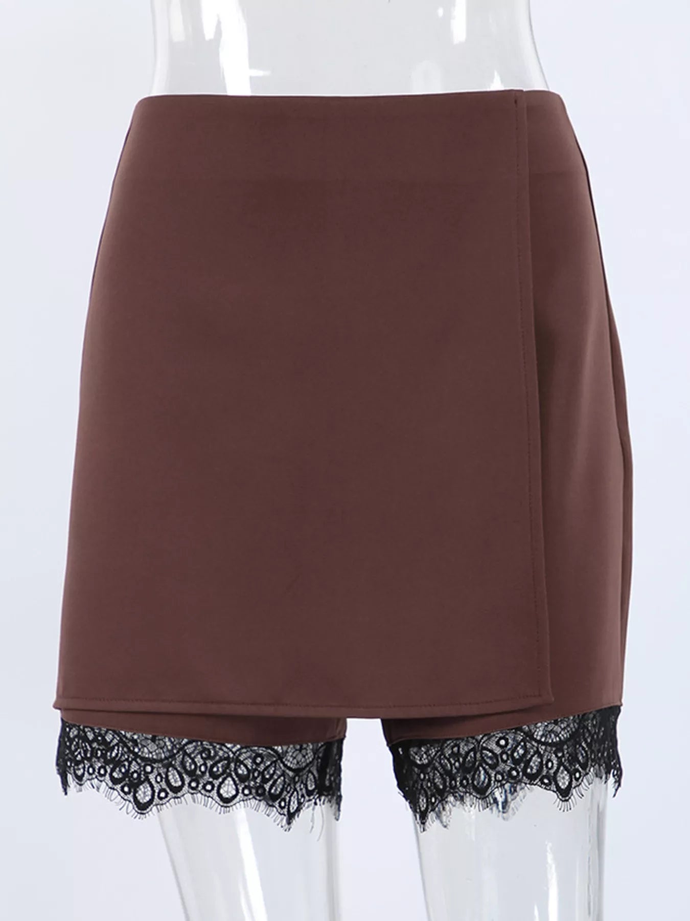 High-Waisted Lace Hem Skort