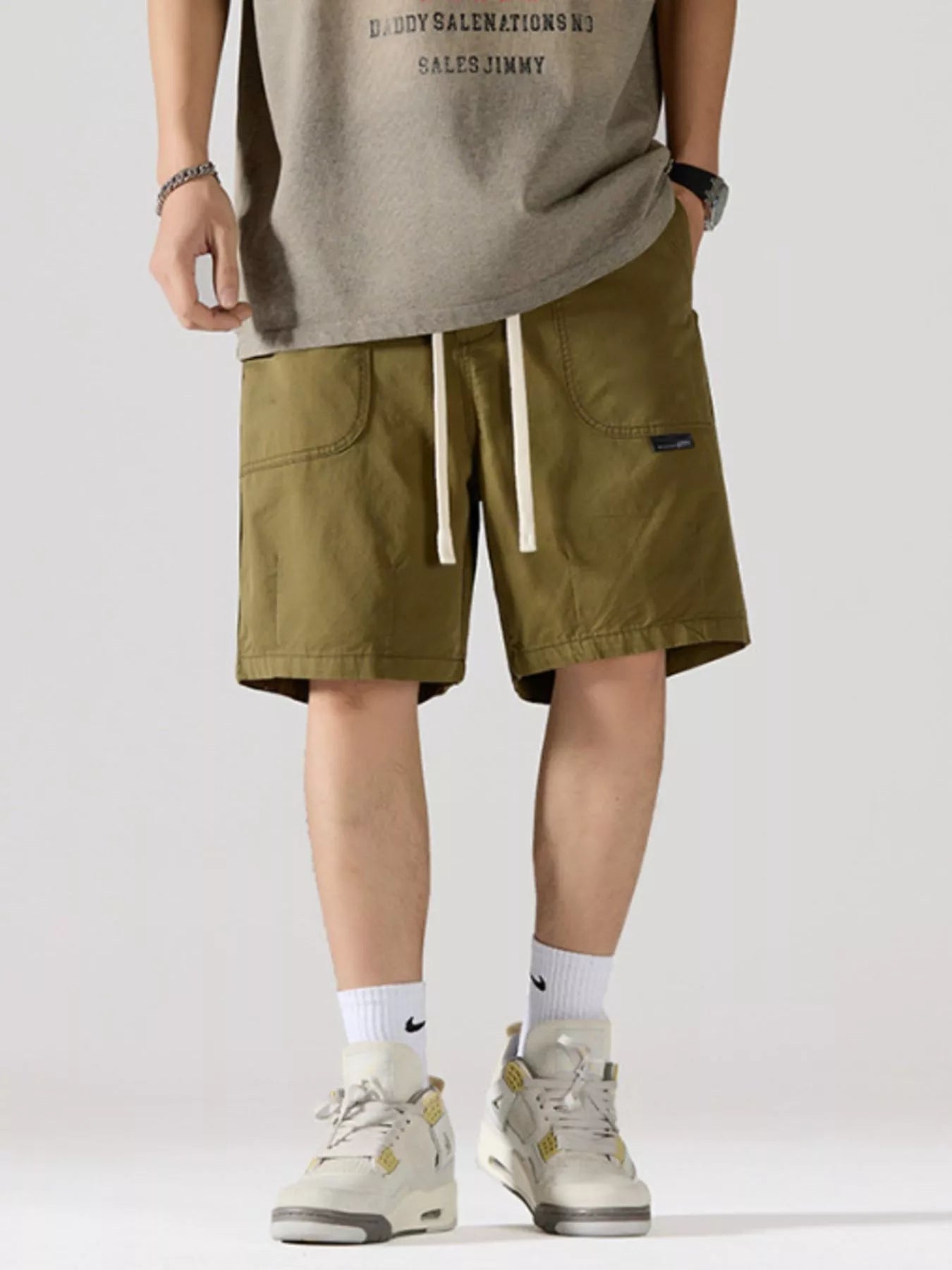Men's Full Size Cargo Drawstring Shorts Plus Size
