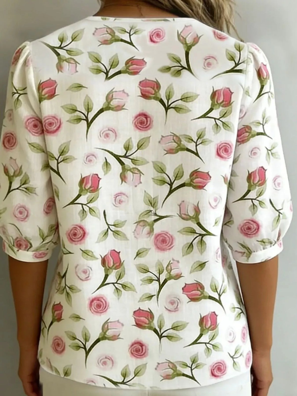 Daisy Print Peter Pan Collar Button-Down Shirt