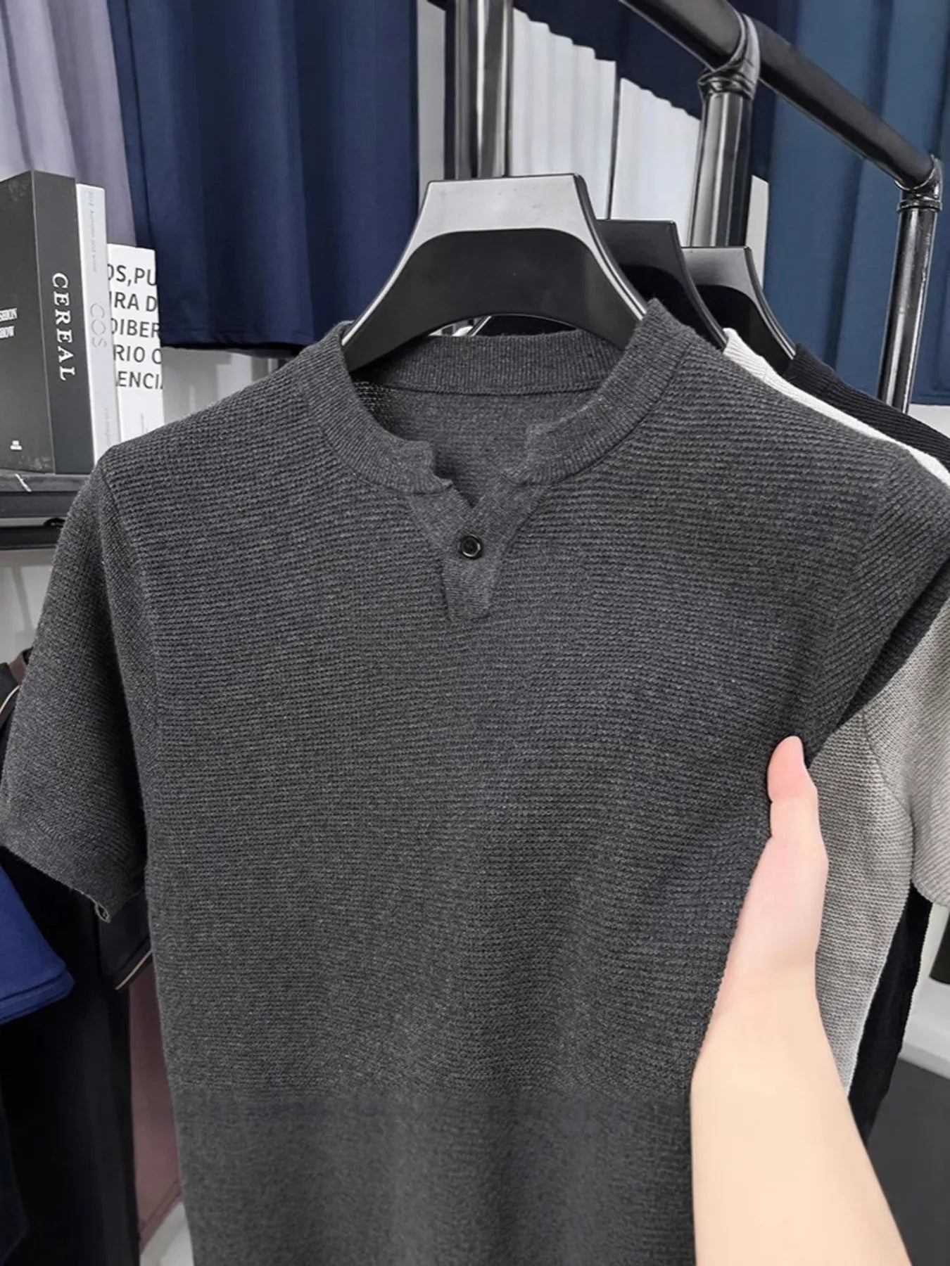 Men's Plus Size Notched Short Sleeve T-Shirt