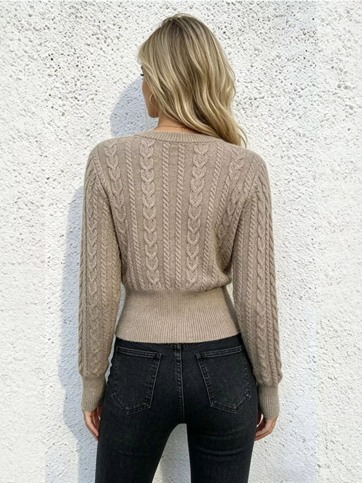 Cable Knit Zipper Detail Sweater