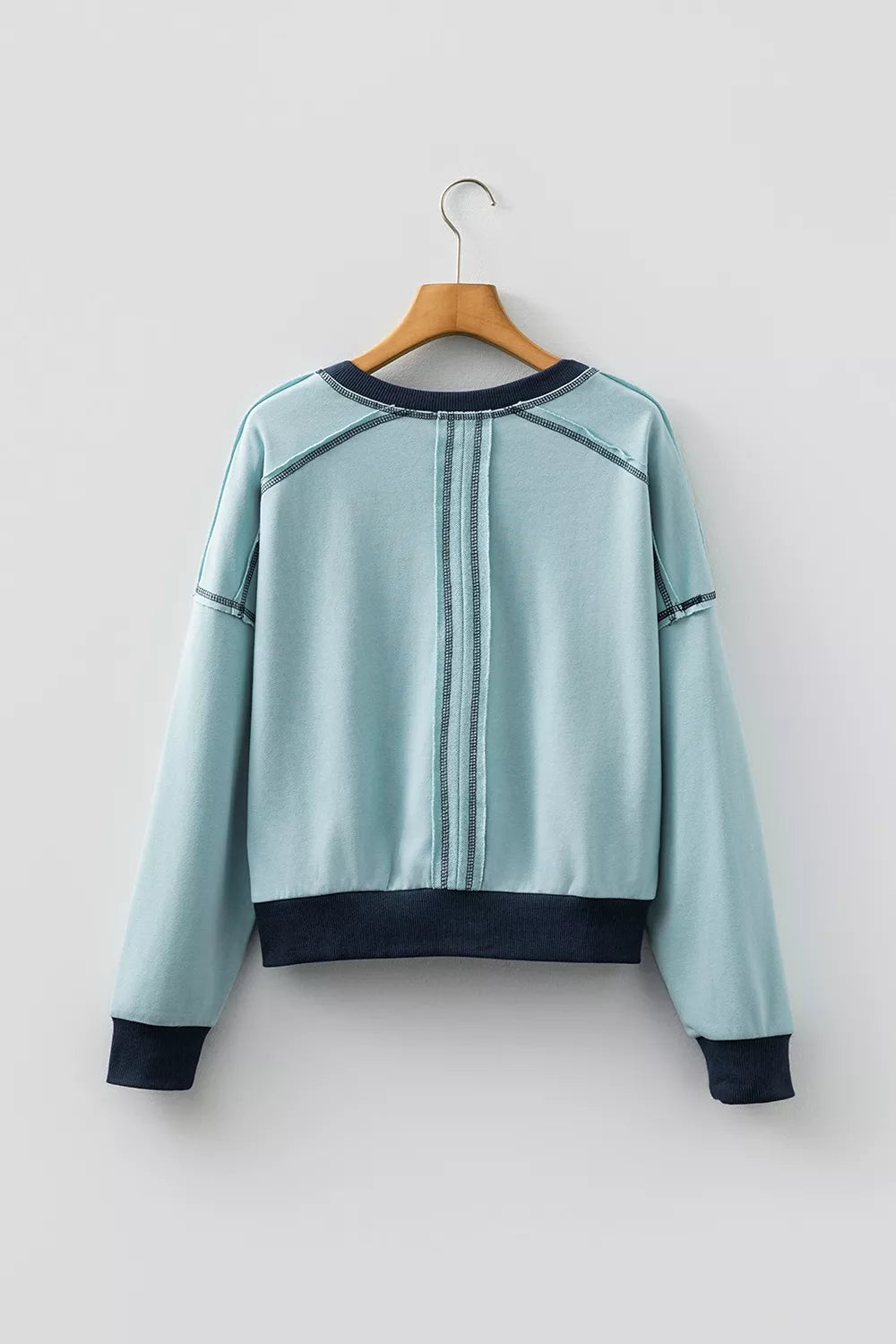 Contrast Edge Colorblock Patchwork Crop Sweatshirt