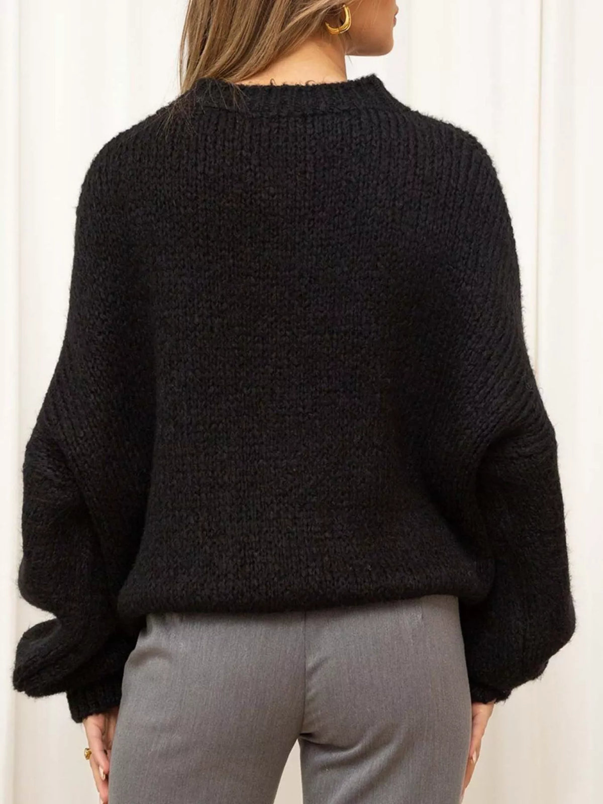 Round Neck Dropped Shoulder Sweater