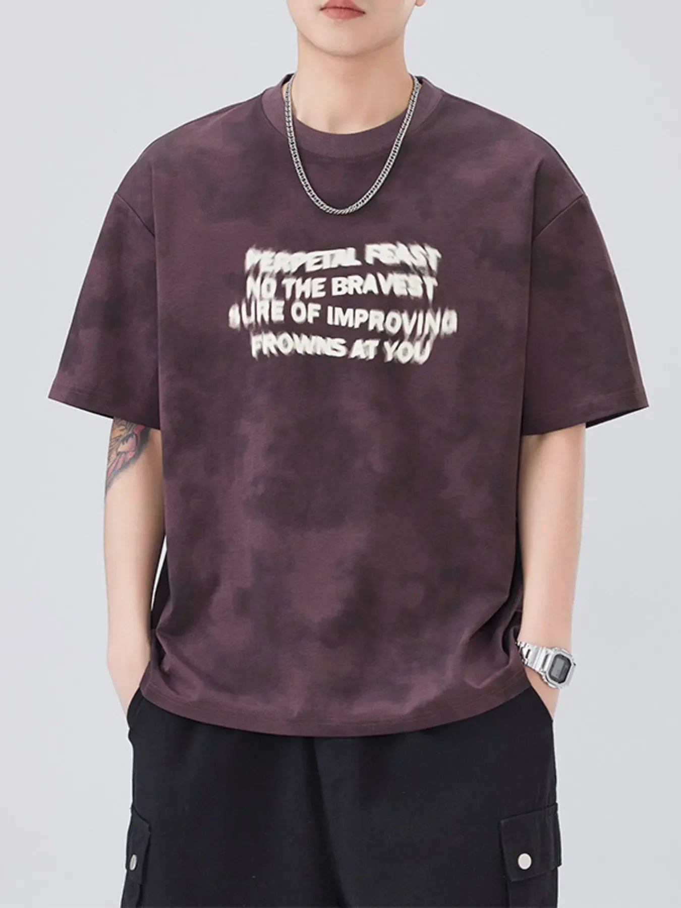 Men's Plus Size Letter Round Neck Short Sleeve T-Shirt