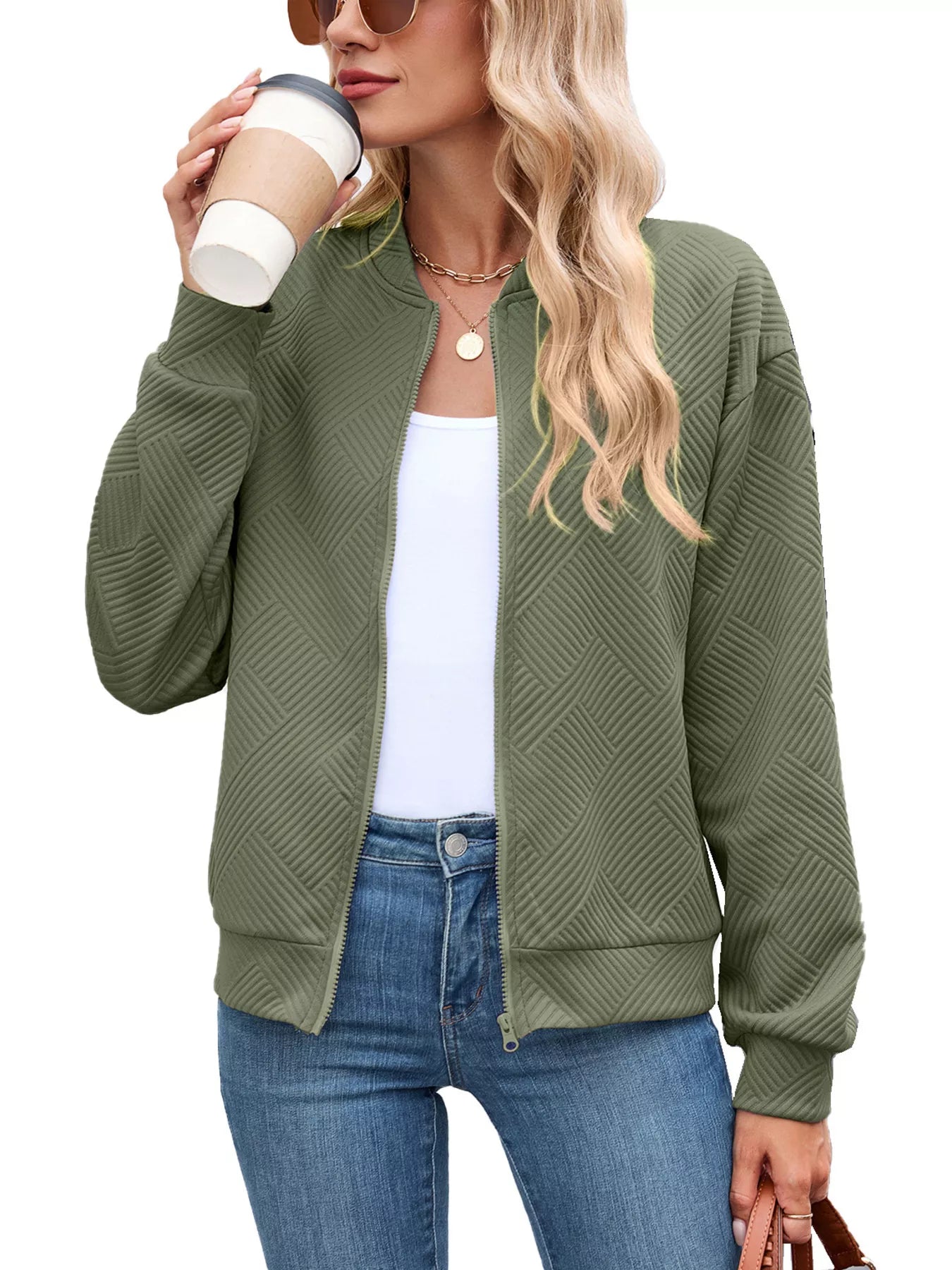 Textured Zip Up Jacket