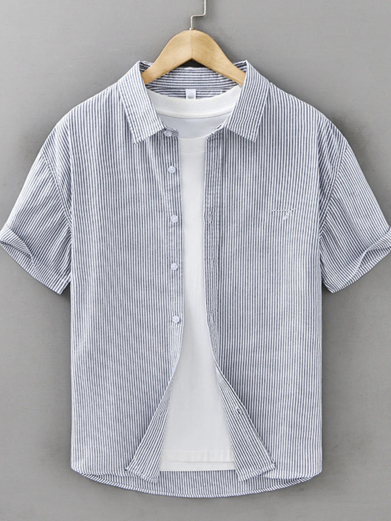 Men's Plus Size Classic Striped Short Sleeve Shirt