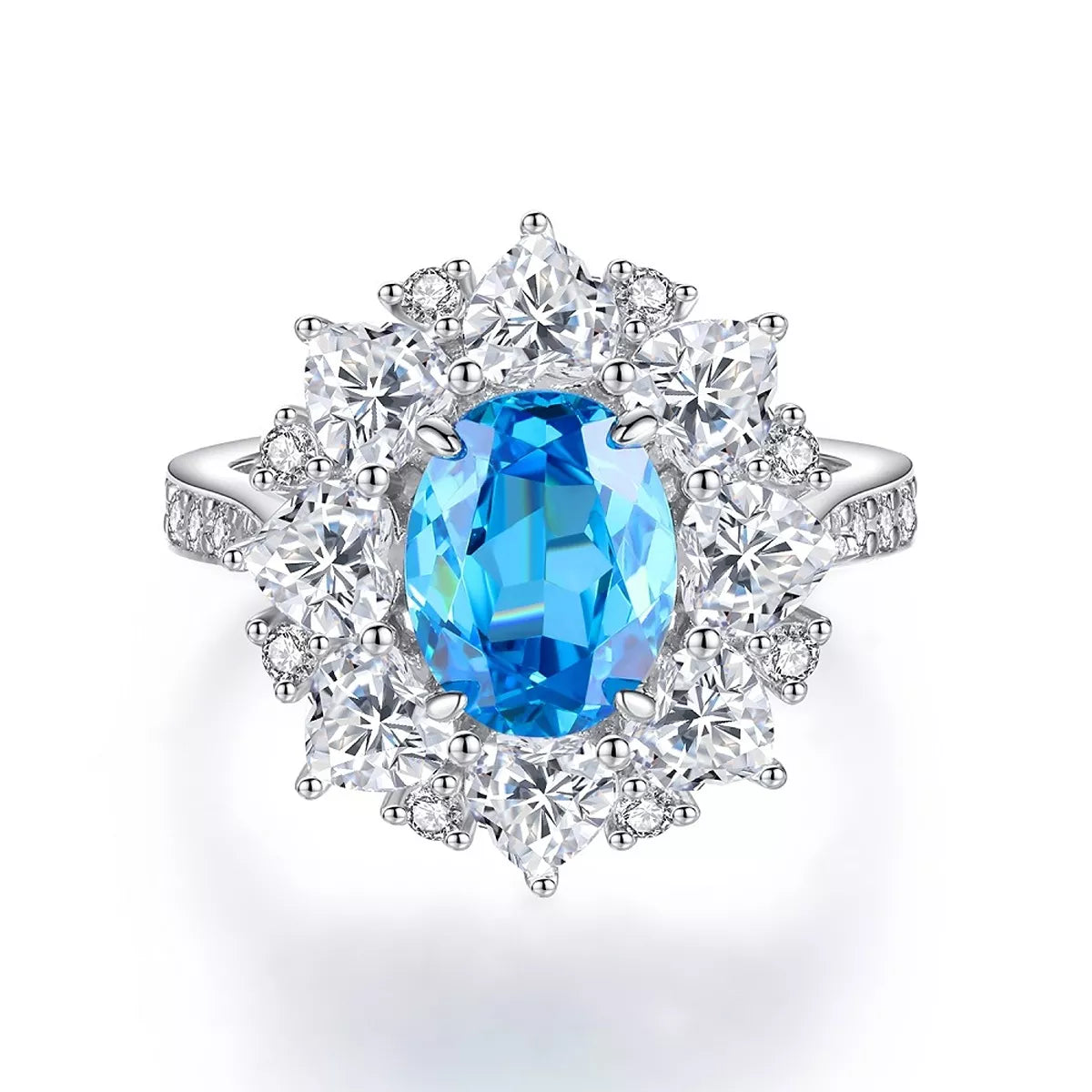 925 Sterling Silver Zircon Flower Ring
