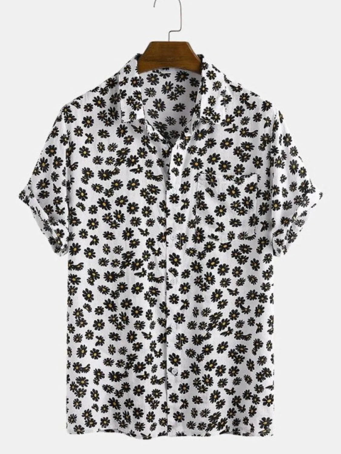 Men's Full Size Daisy Print Button Up Shirt Plus Size