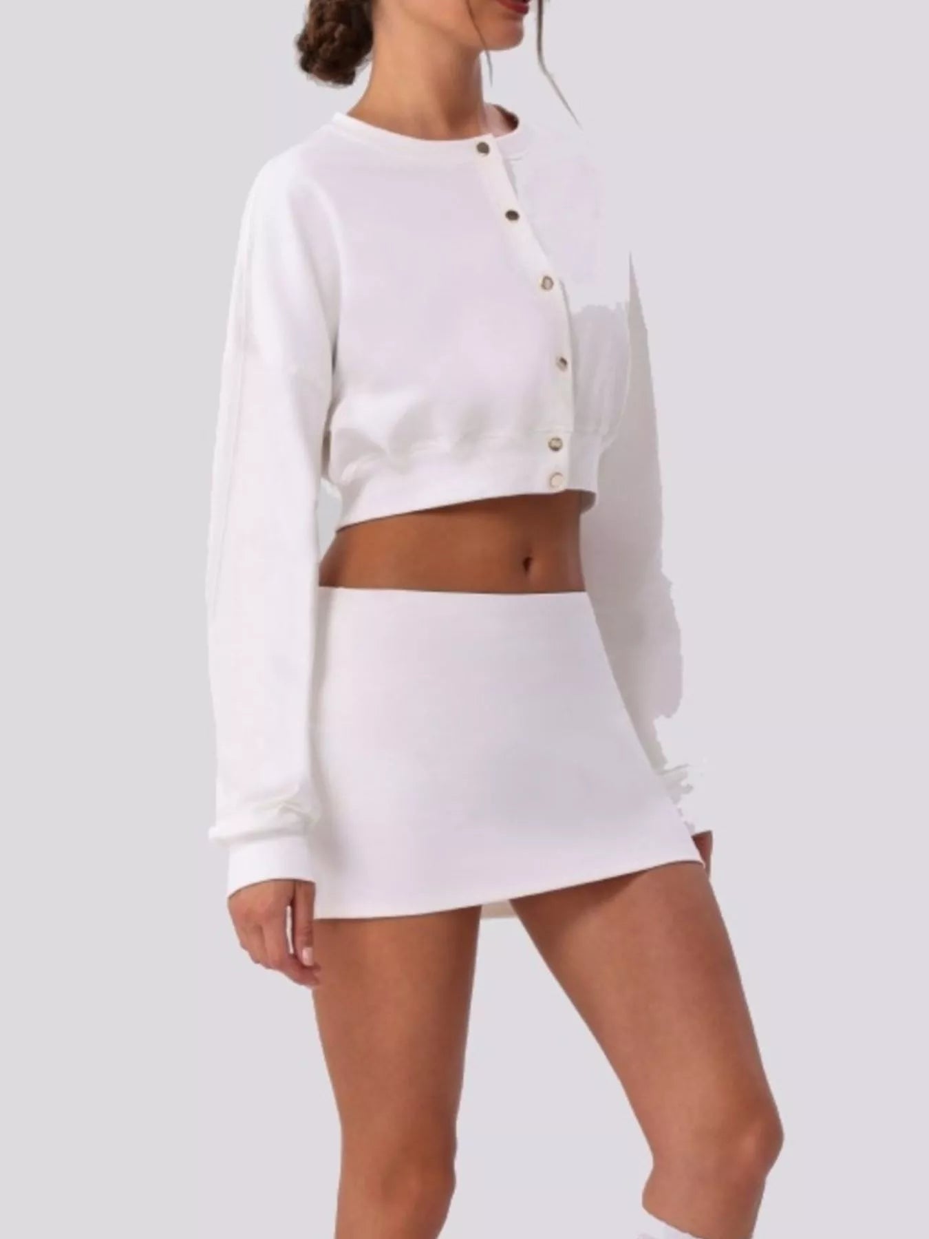 Cropped Button-Down Active Cardigan