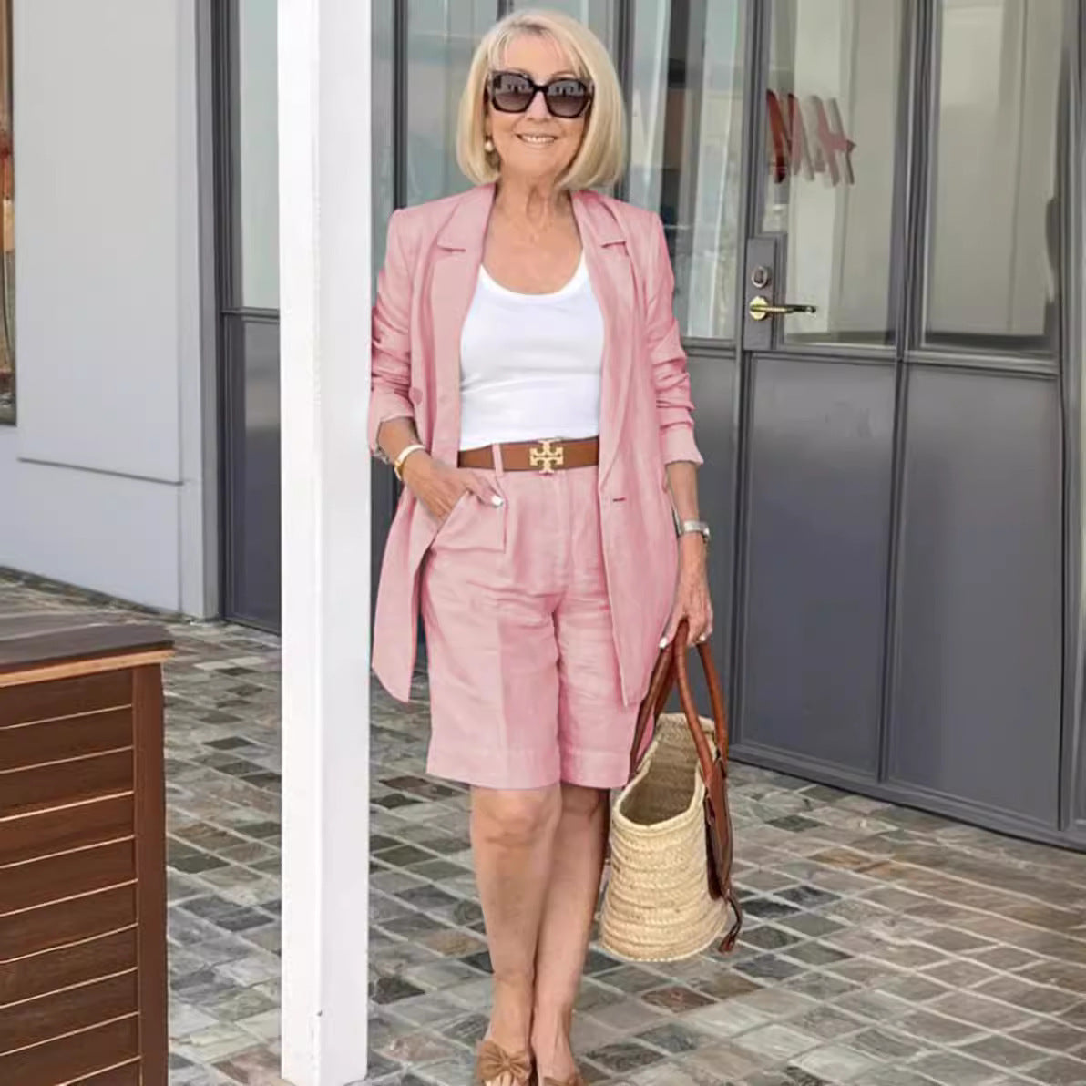 Elegant Cardigan Suit Coat Shorts Two-piece Suit (see size chart under more details)