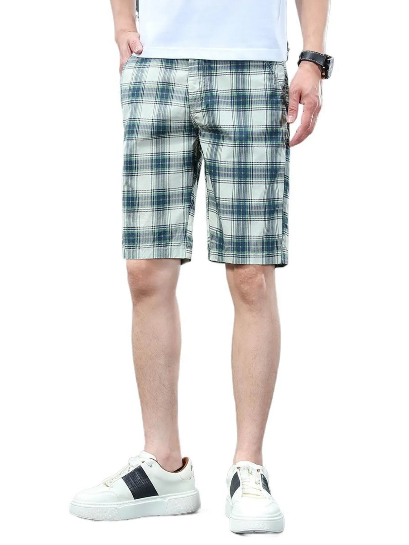 Men's Plaid Shorts with Pockets