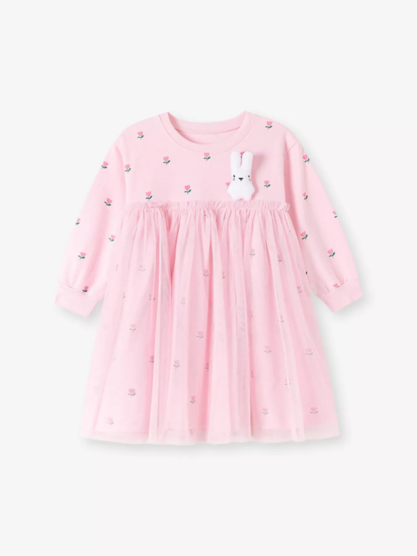 Children's Floral Tulle Dress with Bunny Applique