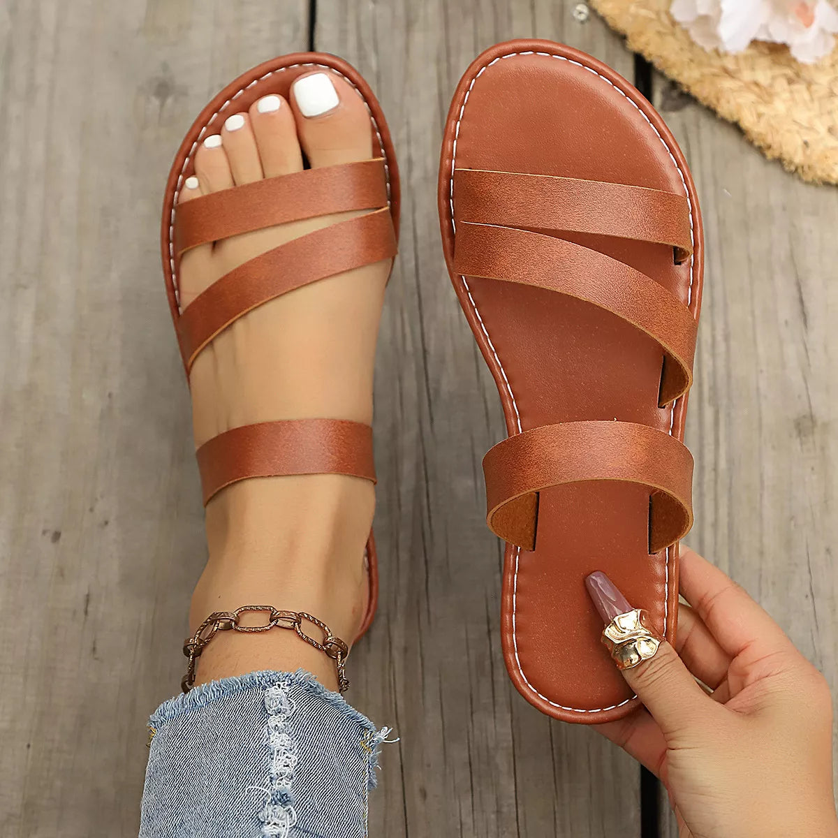 Open Toe Flats Sandals