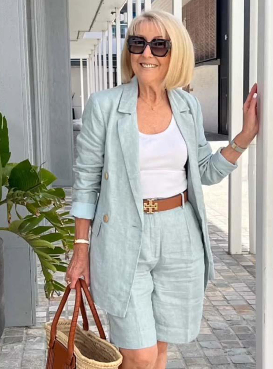 Elegant Cardigan Suit Coat Shorts Two-piece Suit (see size chart under more details)