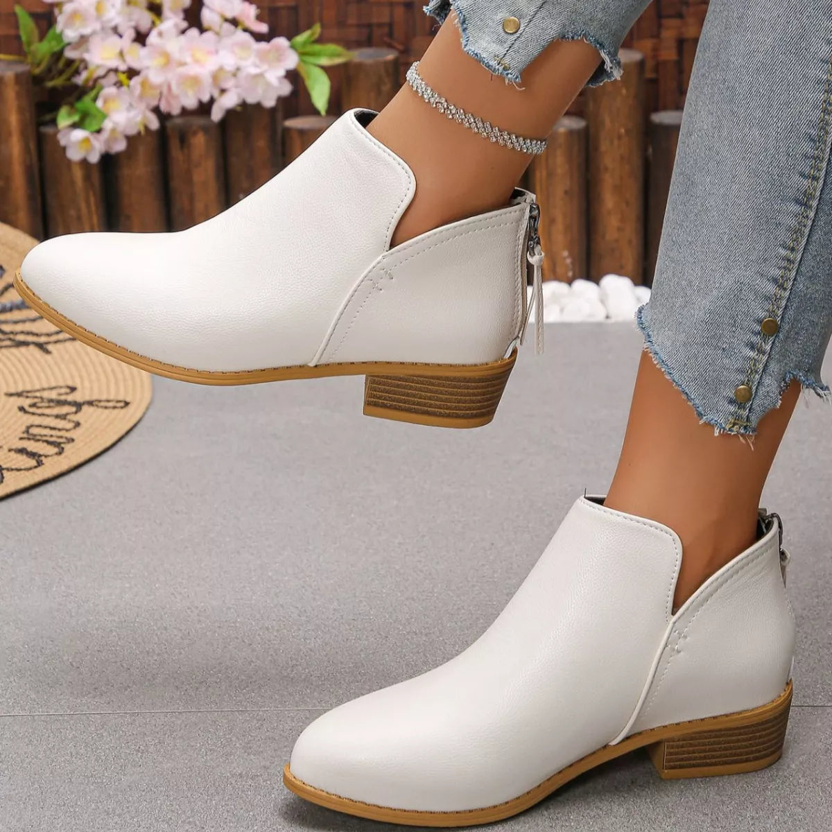 Point Toe Block Heels Boots