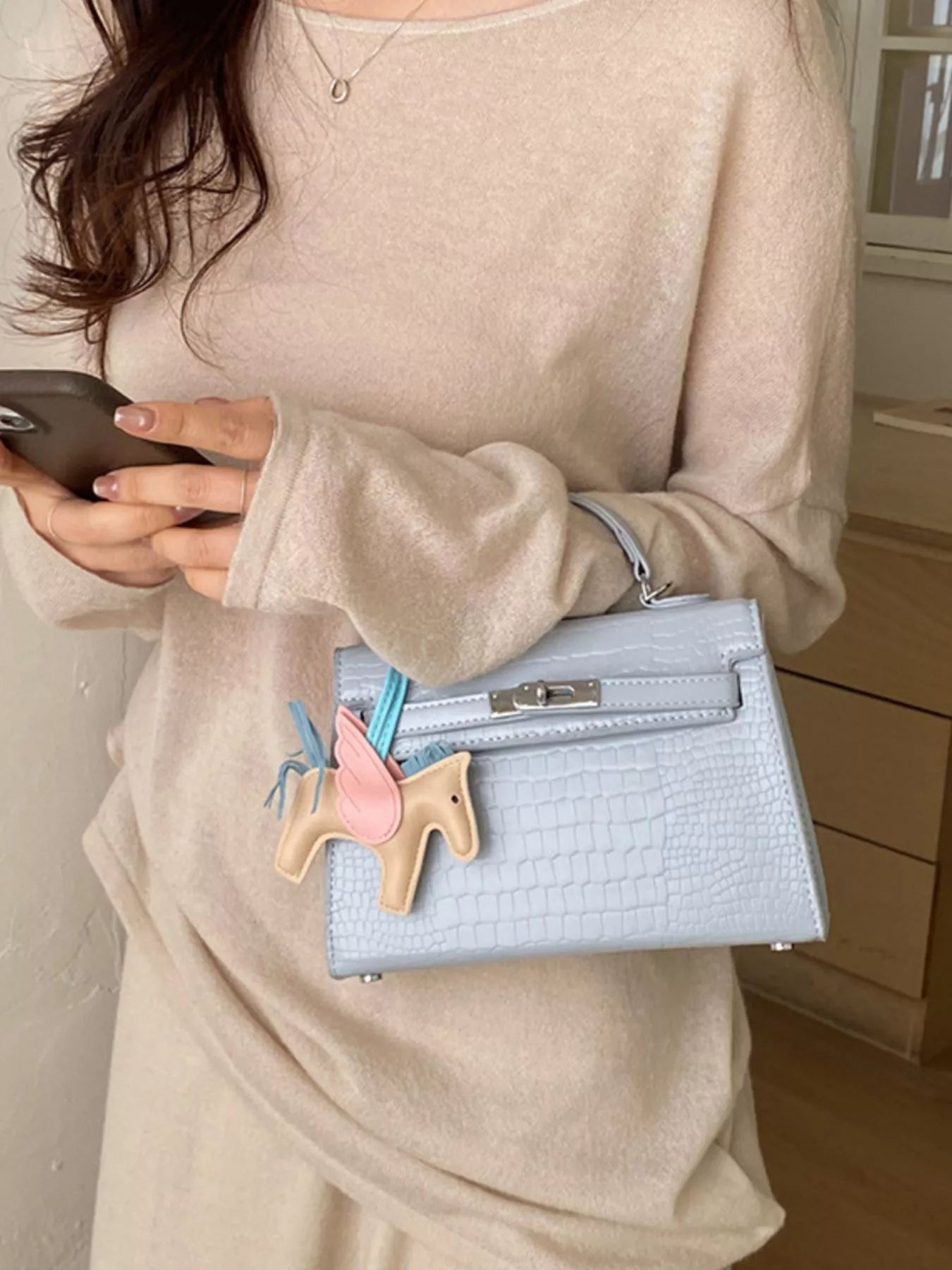 Crocodile Embossed Mini Crossbody Bag