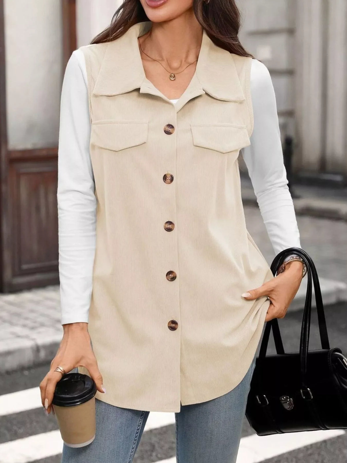 Button-Down Utility Vest Coat