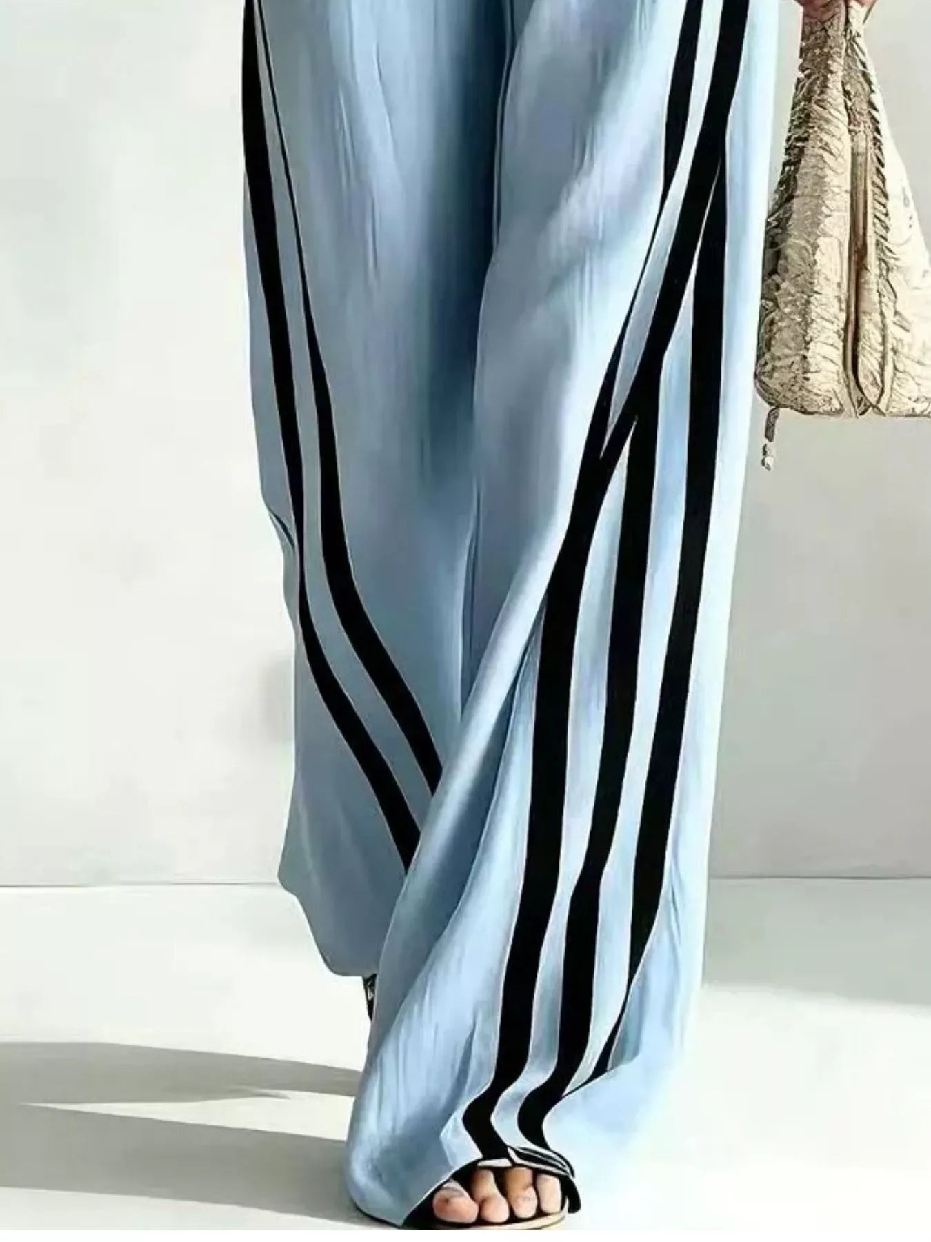 Full Size Striped 3/4 Sleeve Top and Pants Set Plus Size