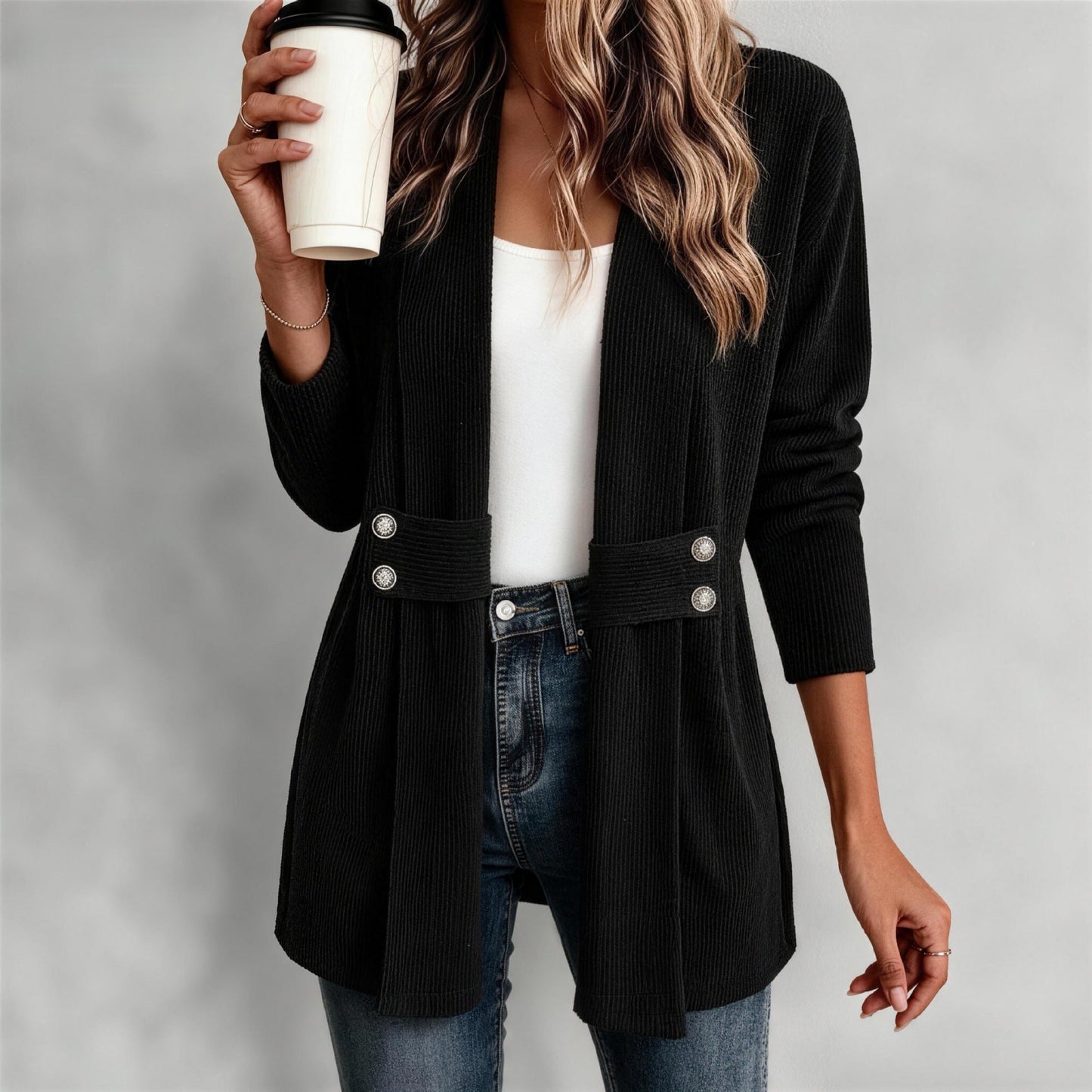 Women's Knitted Loose Jacket – Casual Versatile Long Sleeve
