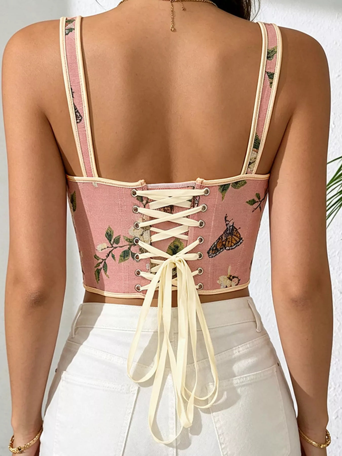 Floral Lace Up Back Tank