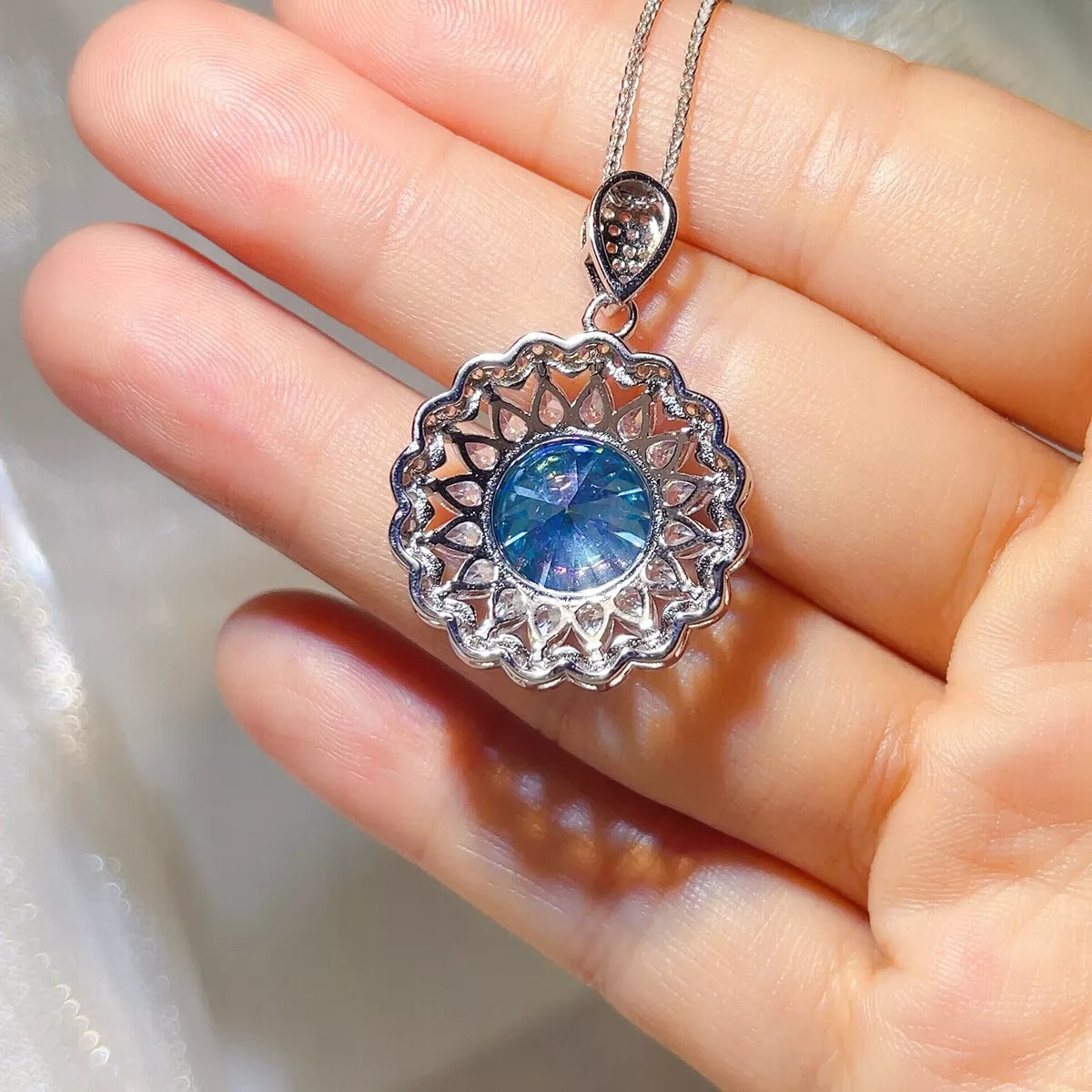 5 Carat 925 Sterling Silver Moissanite Pendant Necklace