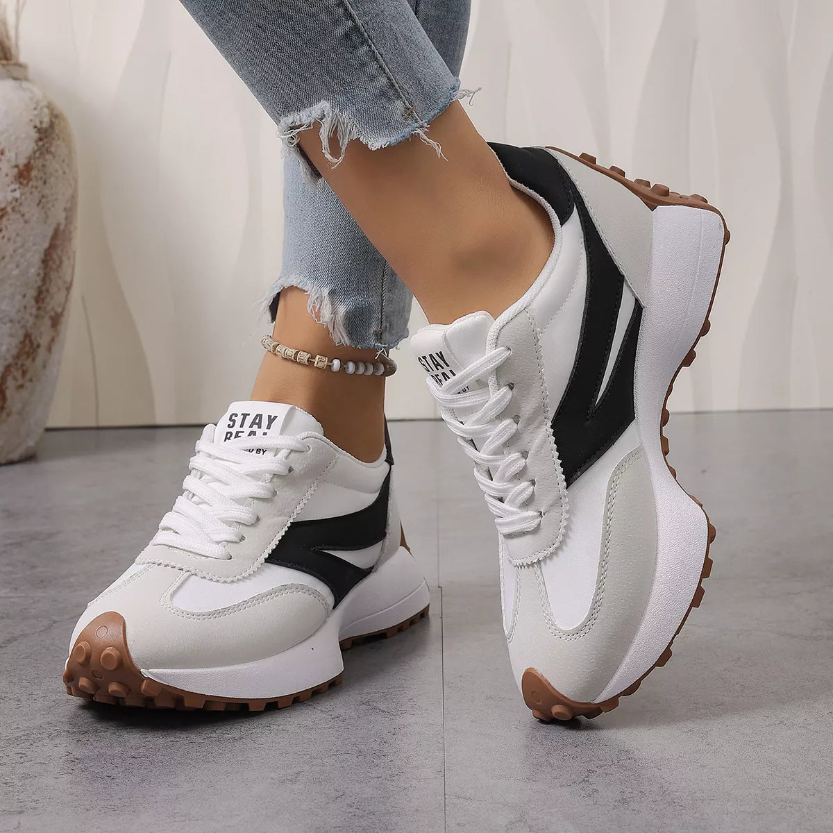 Color‑Blocked Platform Casual Sneakers