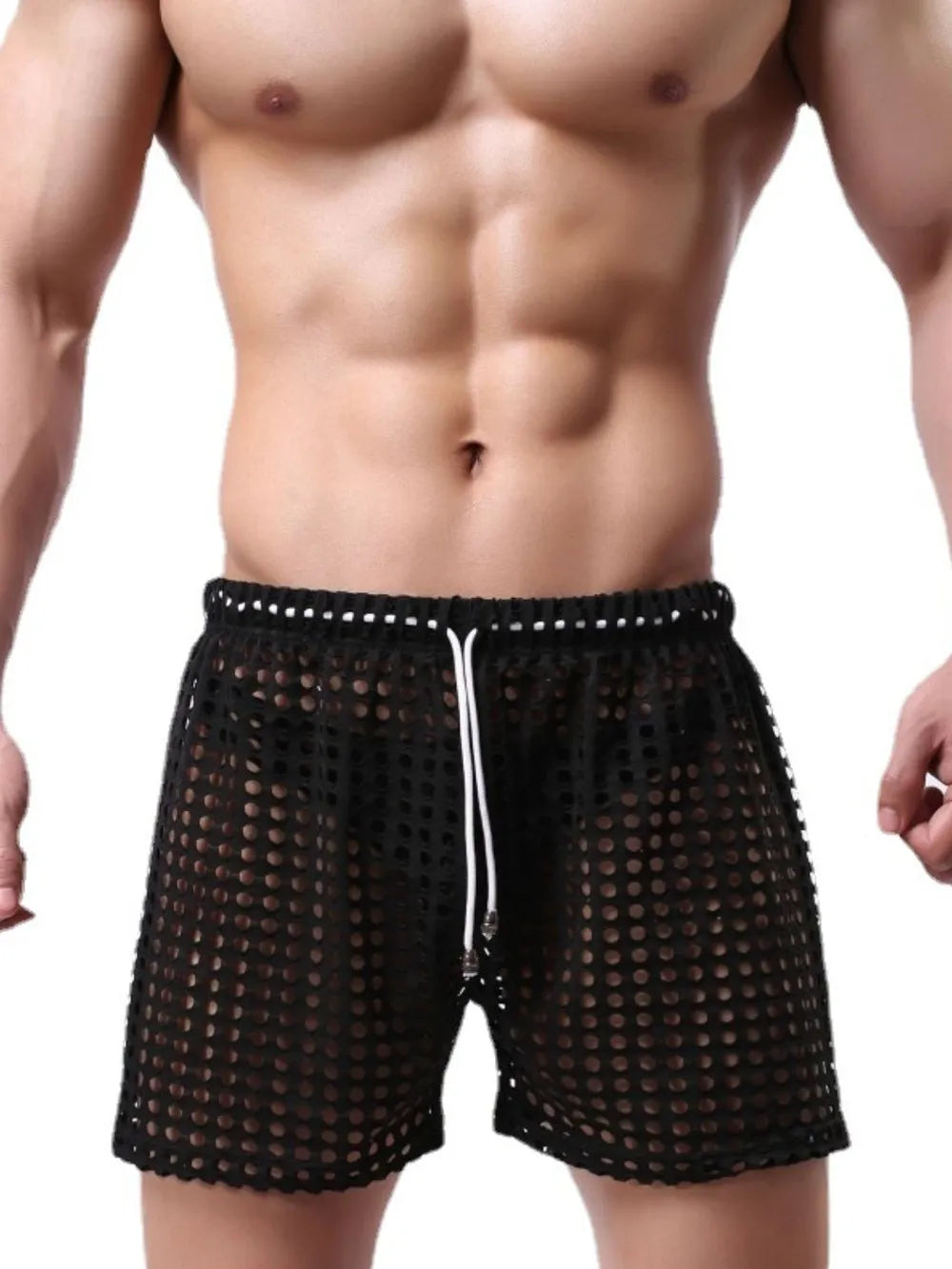 Men's Openwork Drawstring Shorts