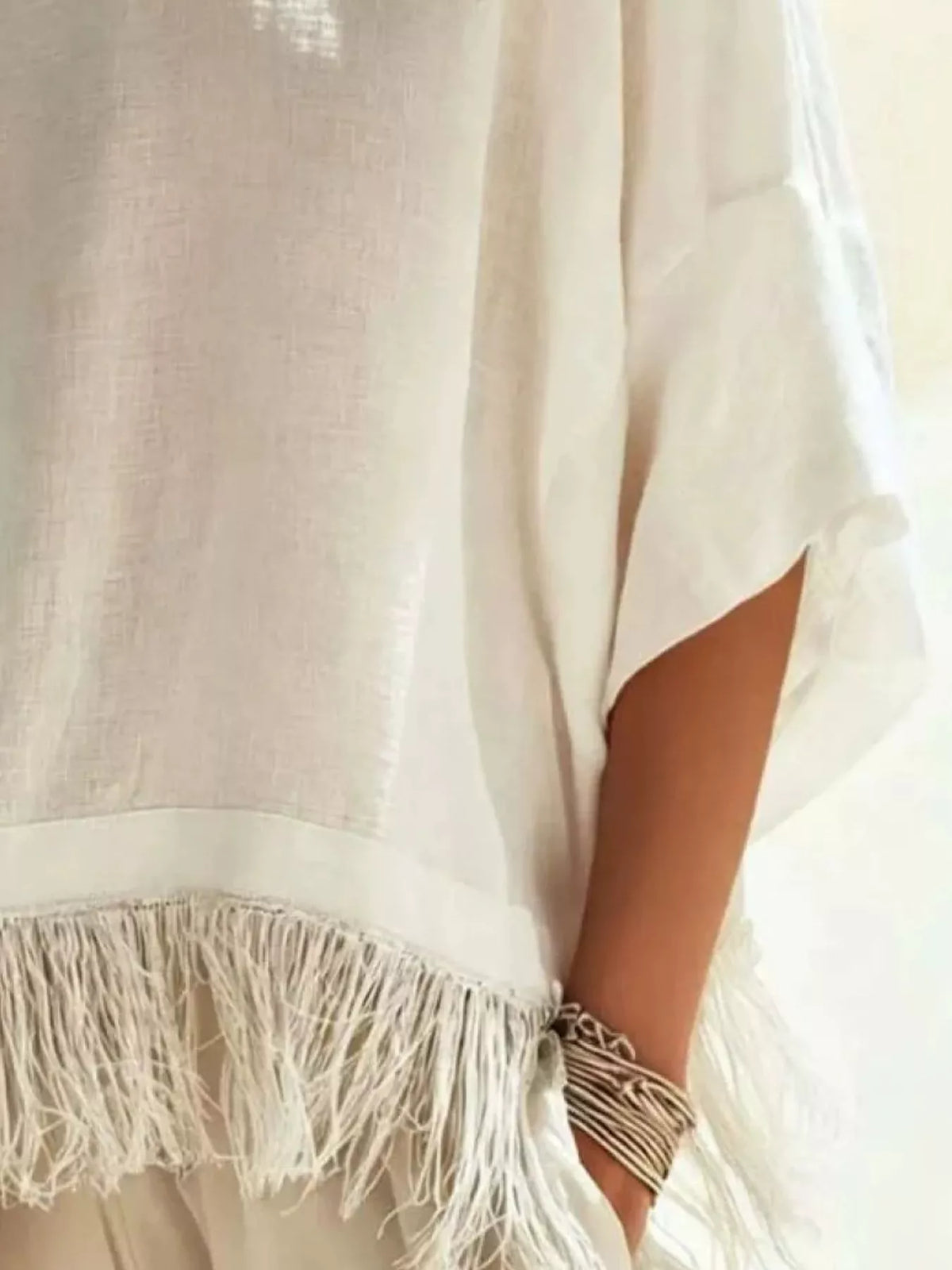 Fringed 3/4 Sleeve Blouse