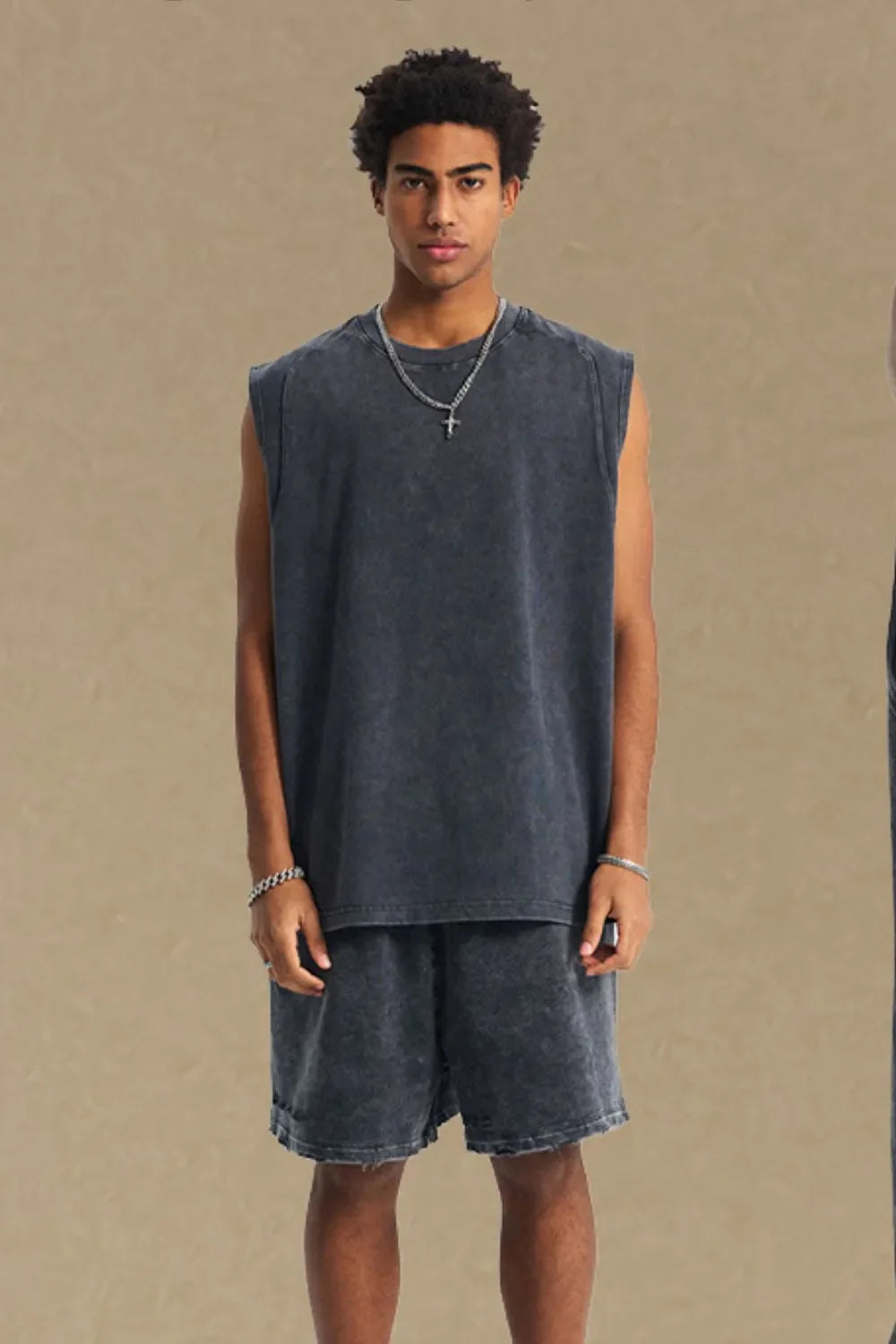 Men's Round Neck Solid Color Tank