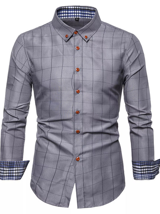 Men's Plus Size Classic Plaid Button-Down Shirt