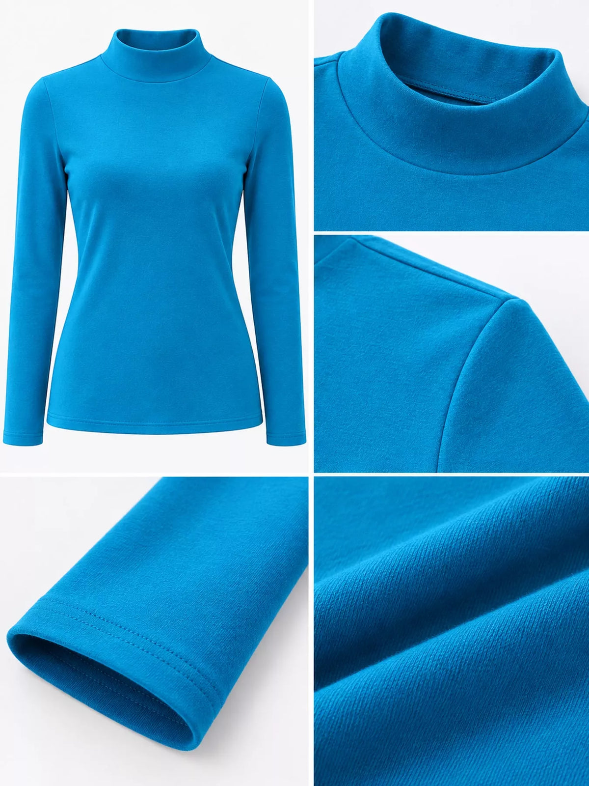 Full Size Slim-Fit Mock Neck Long Sleeve Basic T-Shirt Plus Size