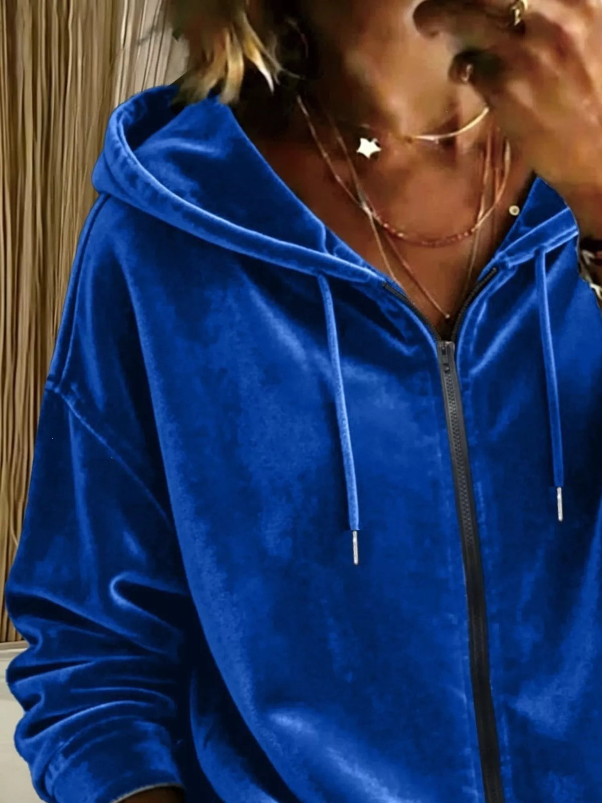 Full Size Velvet Zip-Up Hoodie Plus Size