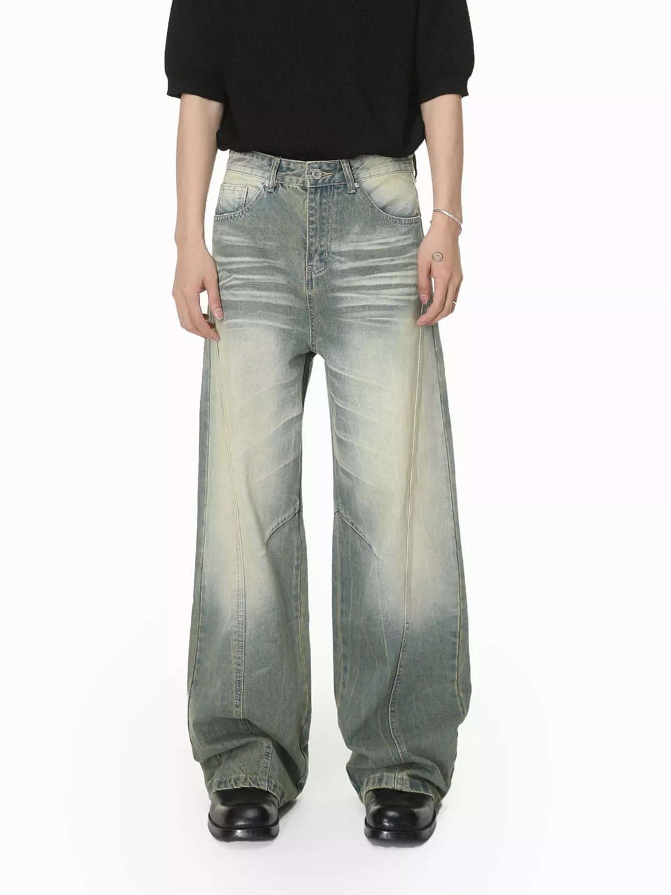Men's Vintage Wash Wide Leg Jeans
