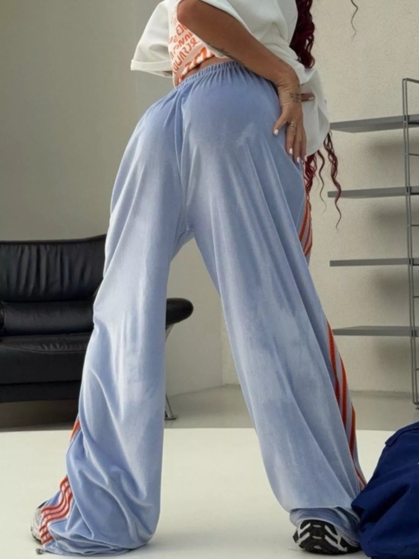 Velvet Wide-Leg Pants