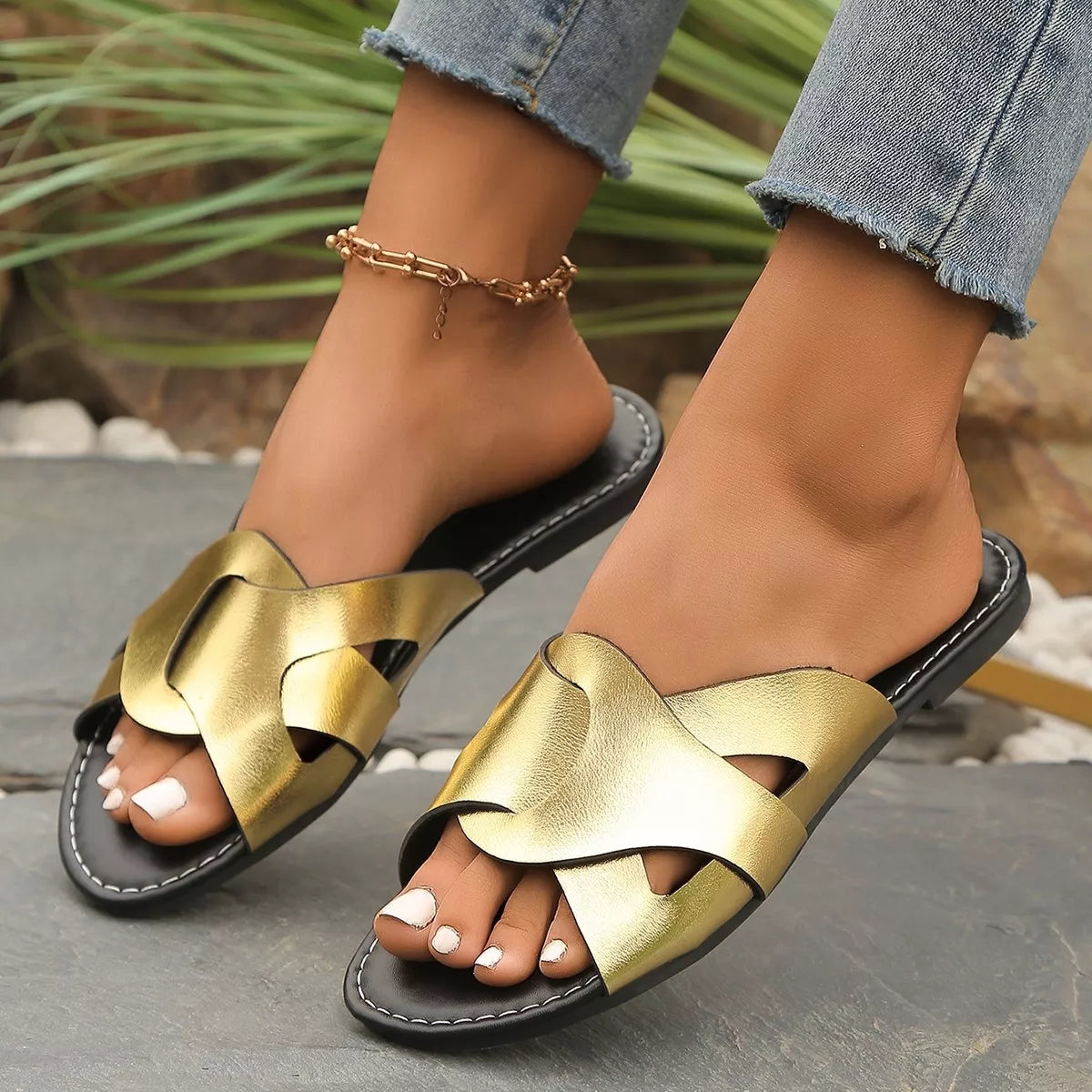Open Toe Flats Sandals