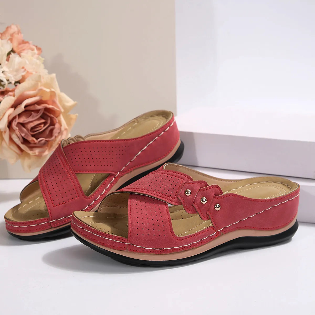 Crisscross Open Toe Wedge Sandals