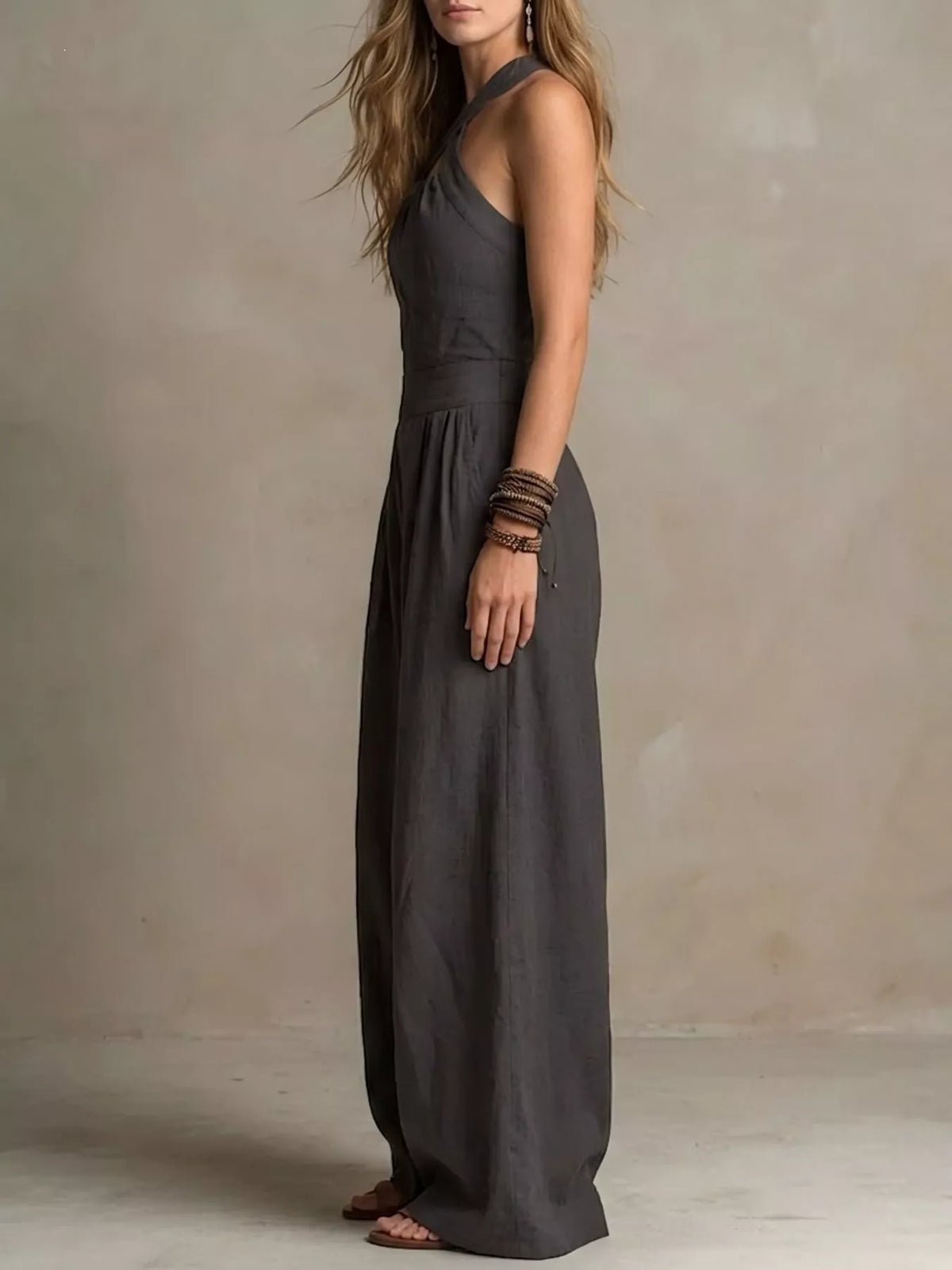 Full Size Halter Neck Wide-Leg Jumpsuit Plus Size